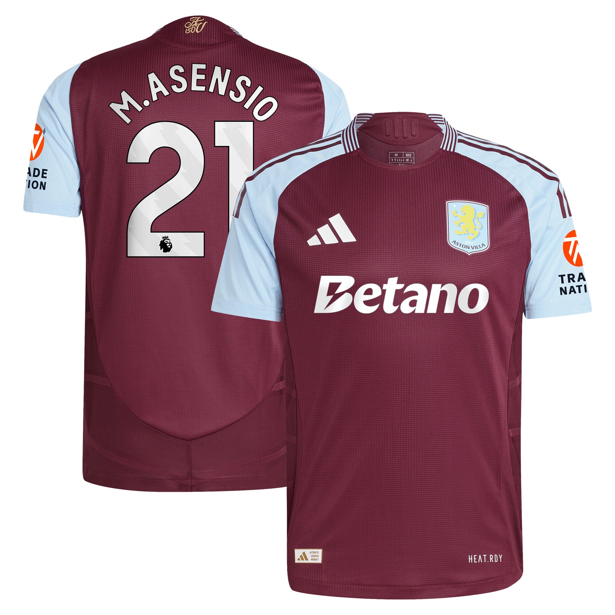 aston villa adidas home authentic shirt 2024-25 with m.asensio 21 printing Collection - Official Aston Villa Kits