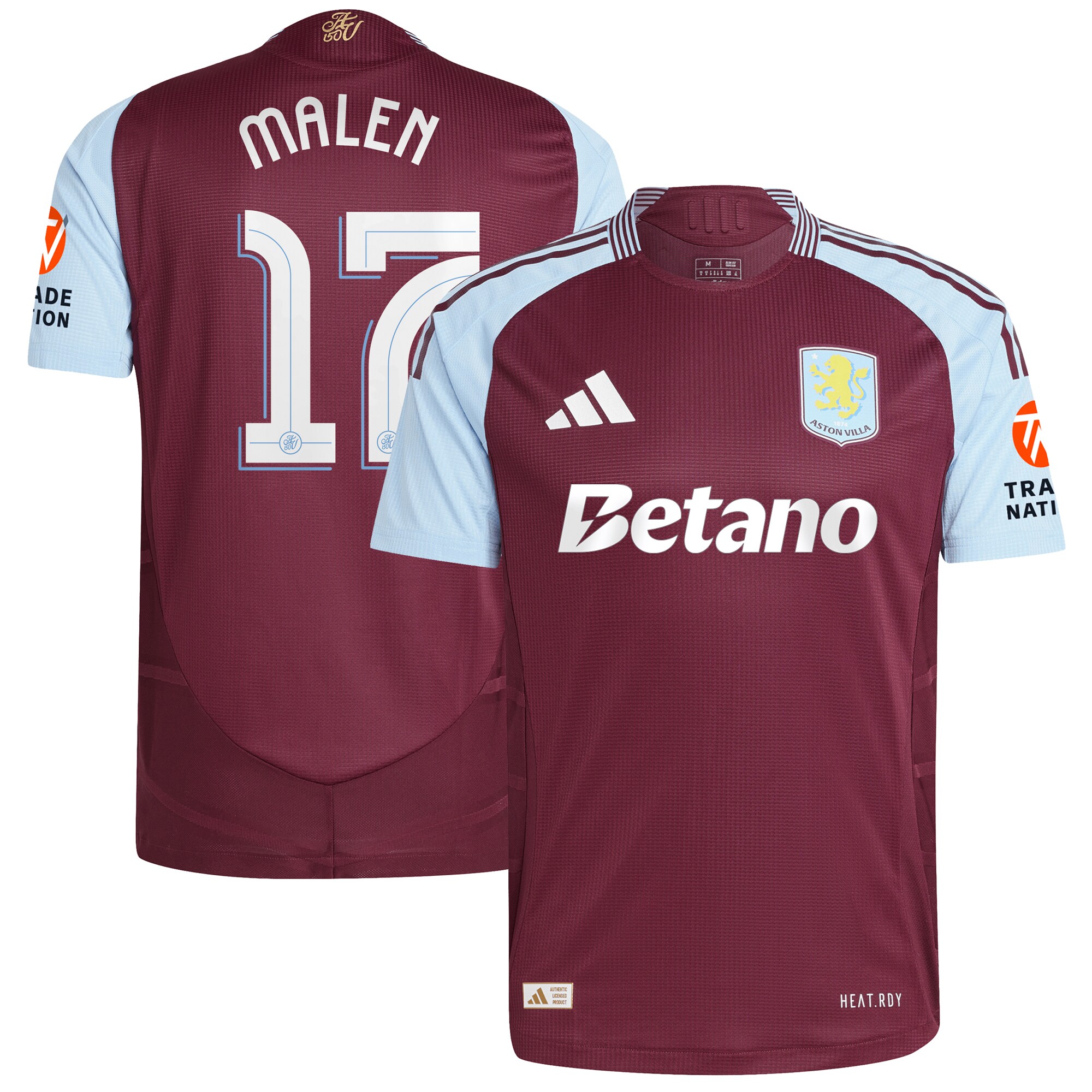 aston villa adidas home authentic shirt 2024-25 with malen 17 cup printing Collection - Official Aston Villa Kits