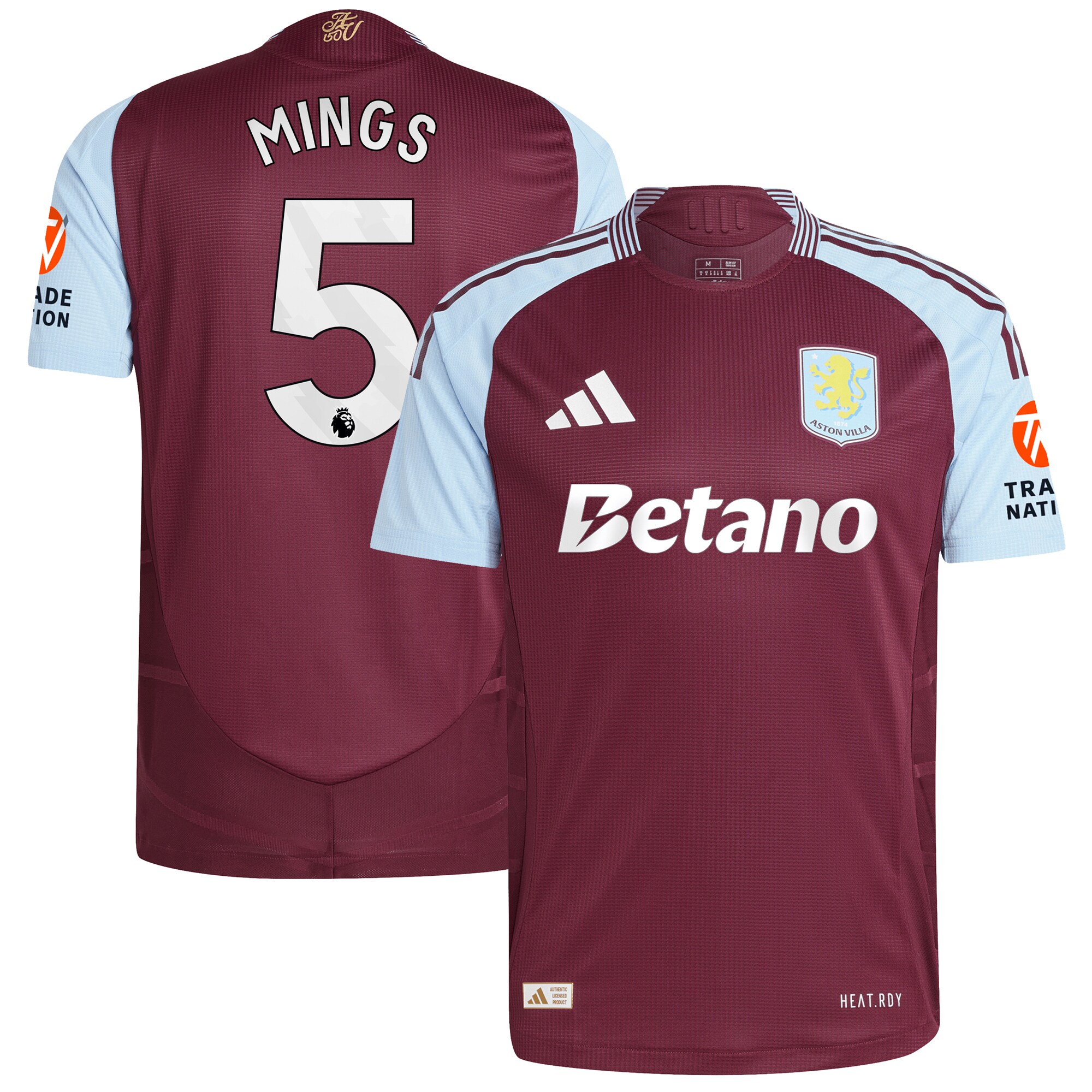 aston villa adidas home authentic shirt 2024-25 with mings 5 printing Collection - Official Aston Villa Kits