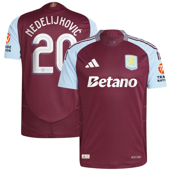 aston villa adidas home authentic shirt 2024-25 with nedeljković 20 cup printing Collection - Official Aston Villa Kits