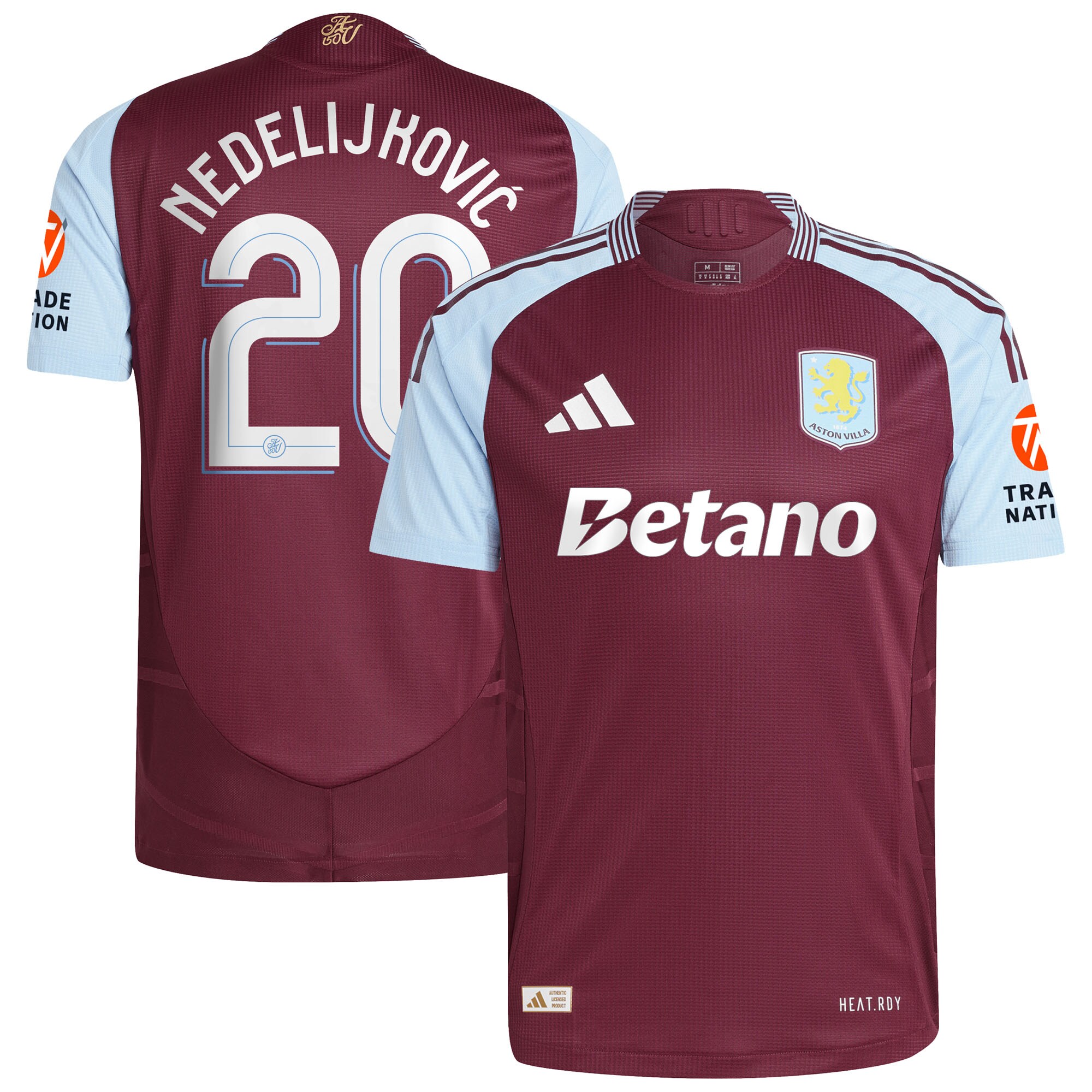aston villa adidas home authentic shirt 2024-25 with nedeljković 20 cup printing Collection - Official Aston Villa Kits