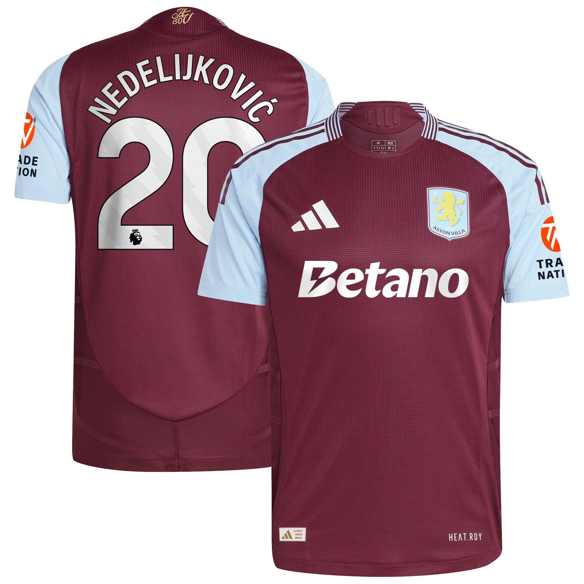 aston villa adidas home authentic shirt 2024-25 with nedeljković 20 printing Collection - Official Aston Villa Kits