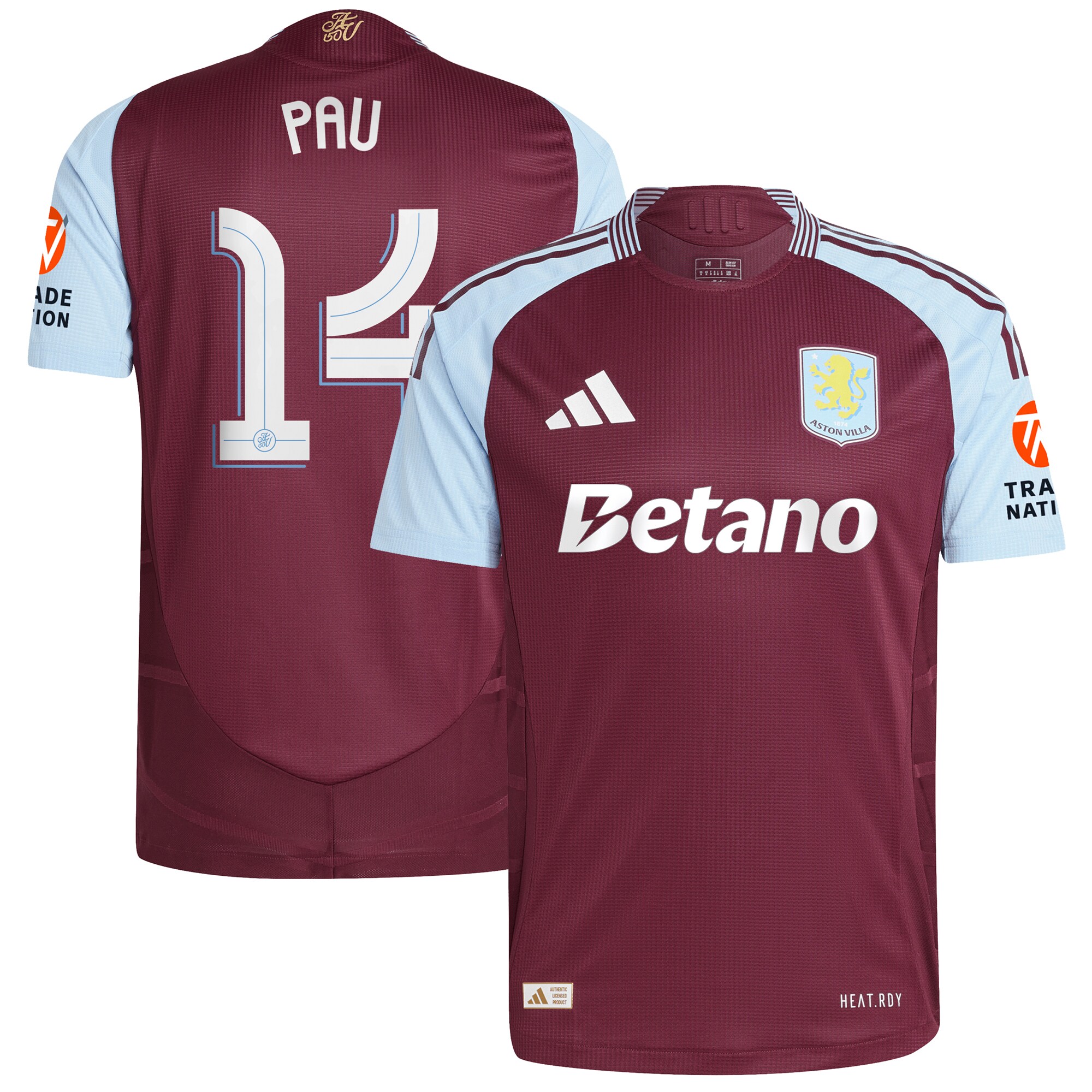 aston villa adidas home authentic shirt 2024-25 with pau 14 cup printing Collection - Official Aston Villa Kits