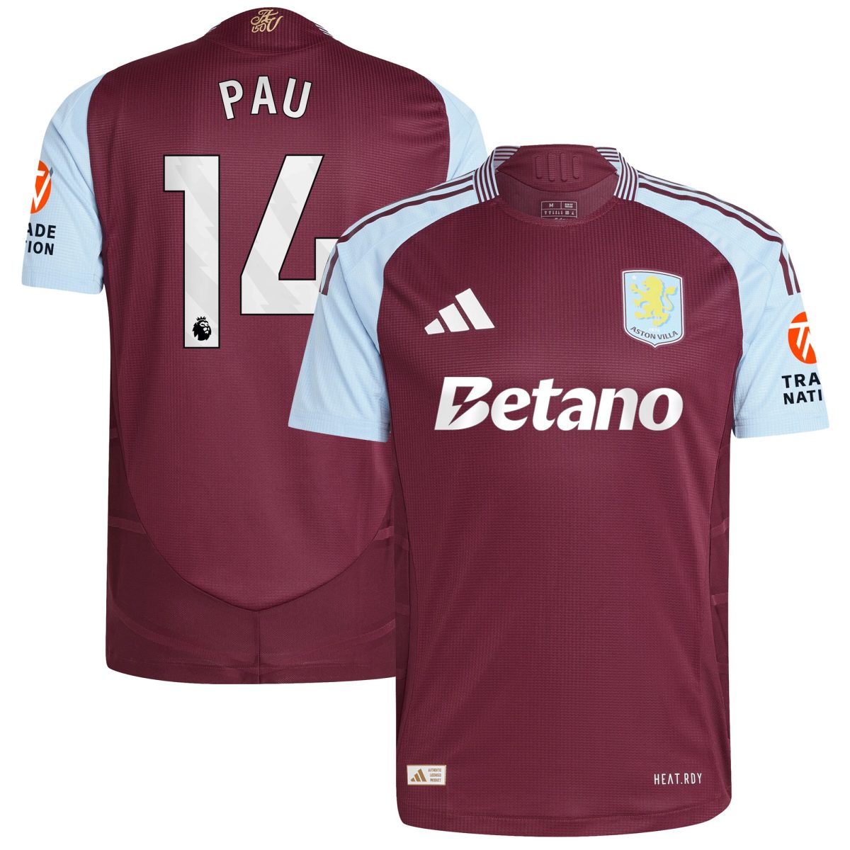 aston villa adidas home authentic shirt 2024-25 with pau 14 printing Collection - Official Aston Villa Kits