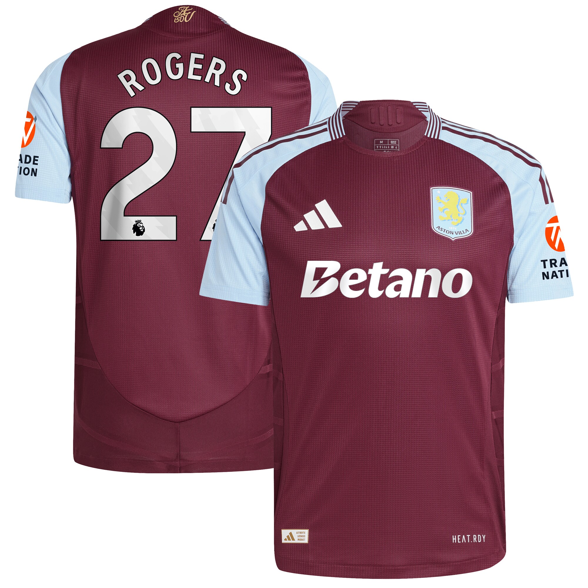 aston villa adidas home authentic shirt 2024-25 with rogers 27 printing Collection - Official Aston Villa Kits