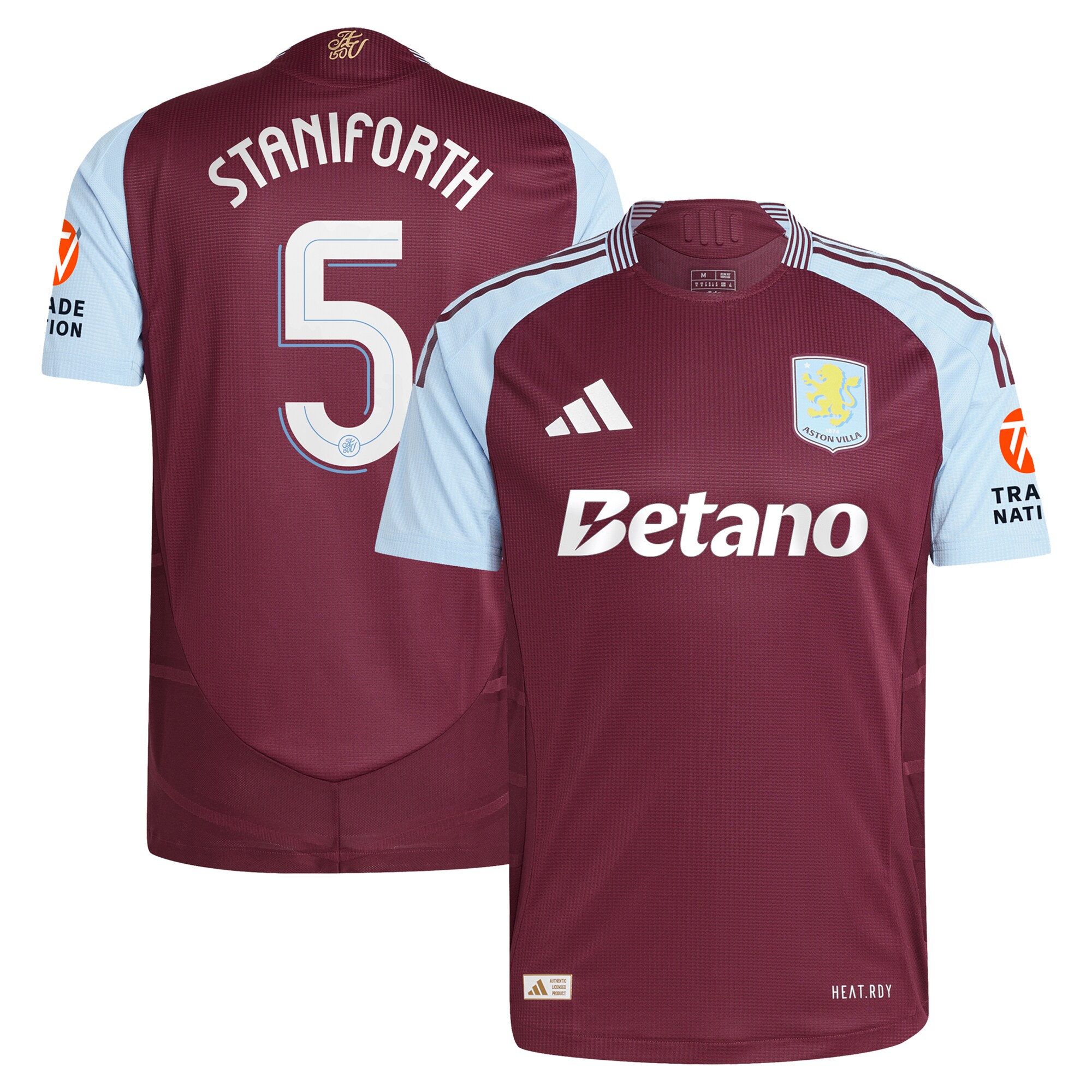 aston villa adidas home authentic shirt 2024-25 with staniforth 5 cup printing Collection - Official Aston Villa Kits