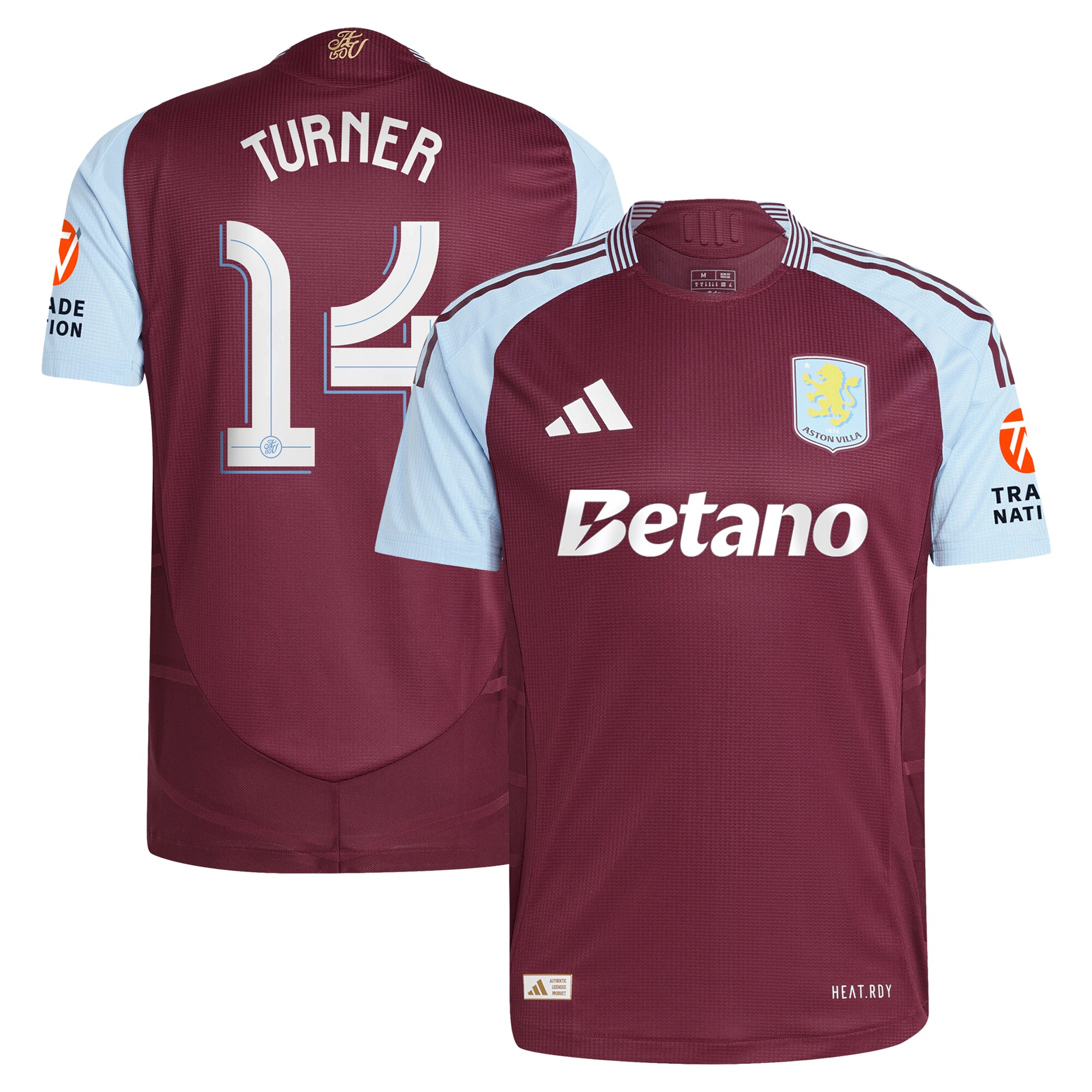aston villa adidas home authentic shirt 2024-25 with turner 14 cup printing Collection - Official Aston Villa Kits