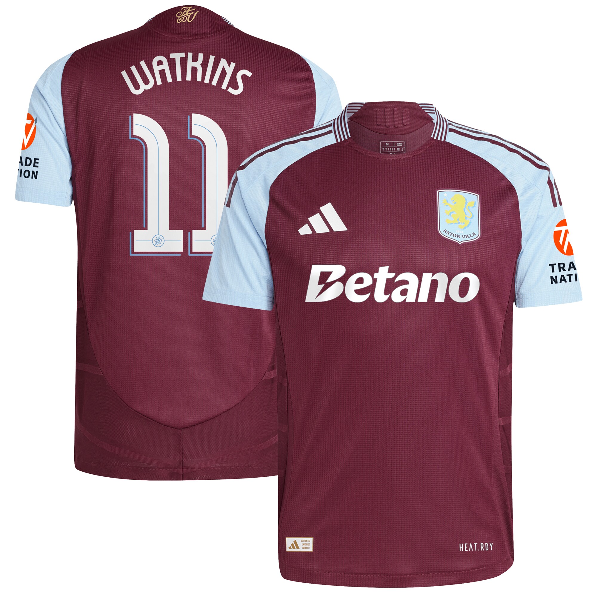 aston villa adidas home authentic shirt 2024-25 with watkins 11 cup printing Collection - Official Aston Villa Kits