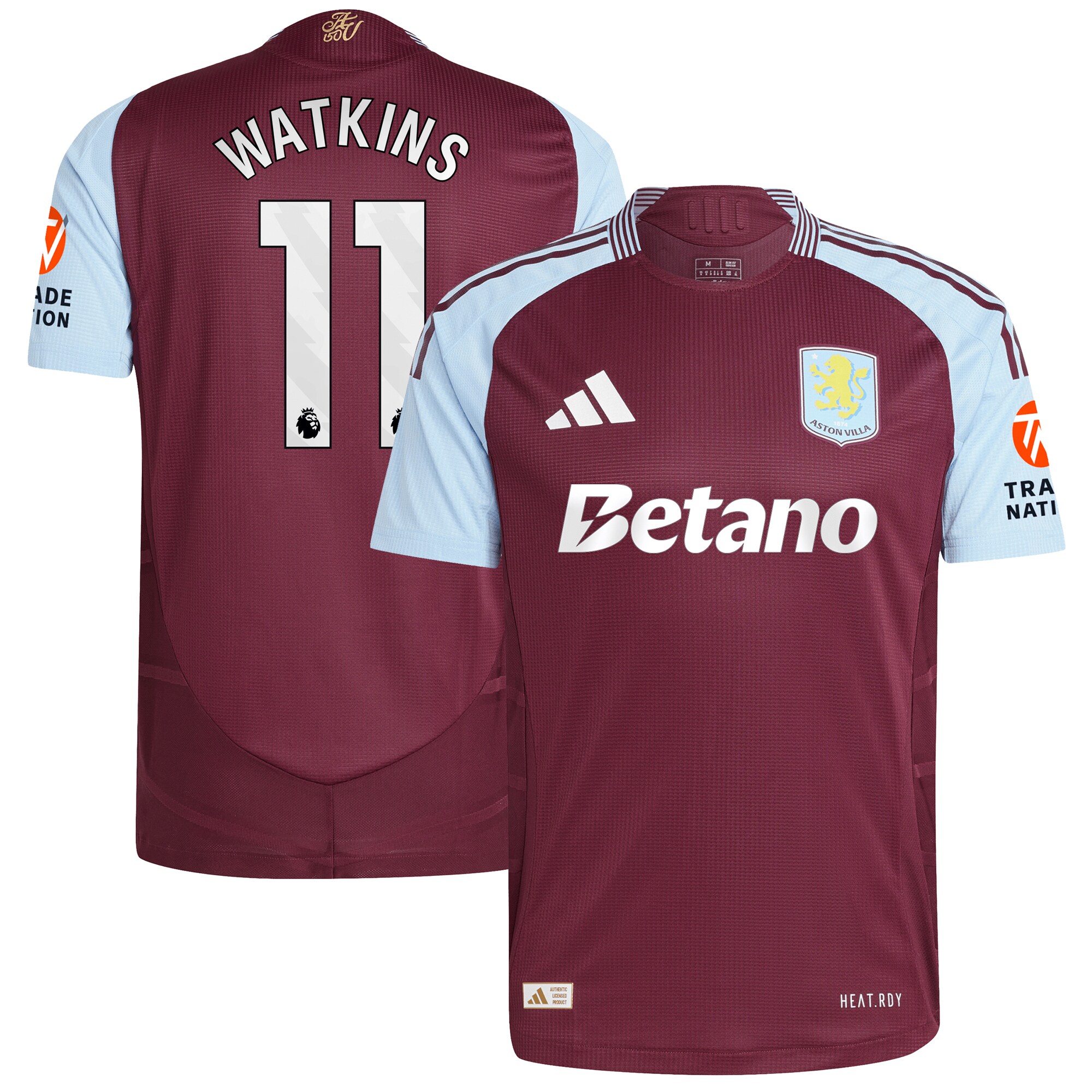 aston villa adidas home authentic shirt 2024-25 with watkins 11 printing Collection - Official Aston Villa Kits