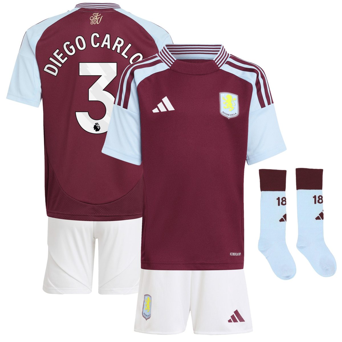 aston villa adidas home mini kit 2024-25 with diego carlos 3 printing Collection - Official Aston Villa Kits
