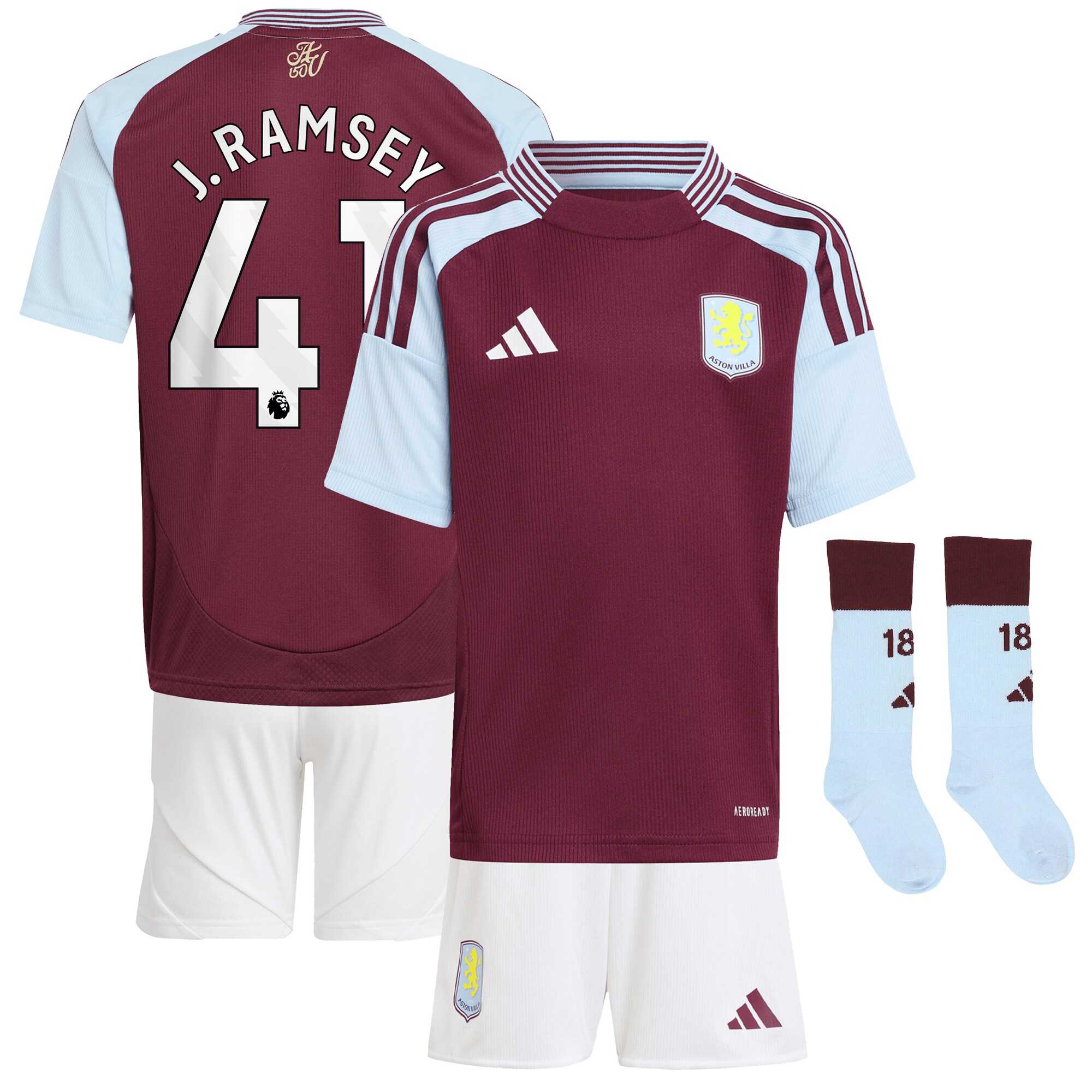 aston villa adidas home mini kit 2024-25 with j. ramsey 41 printing Collection - Official Aston Villa Kits