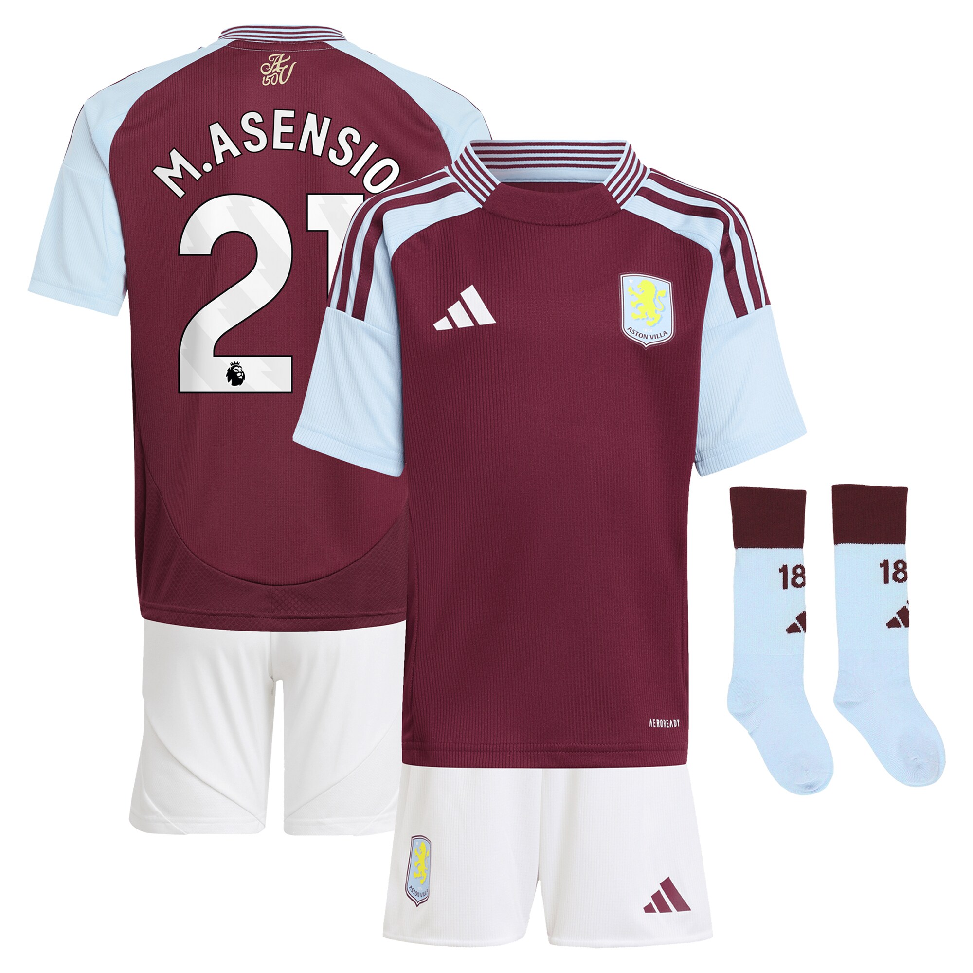 aston villa adidas home mini kit 2024-25 with m.asensio 21 printing Collection - Official Aston Villa Kits