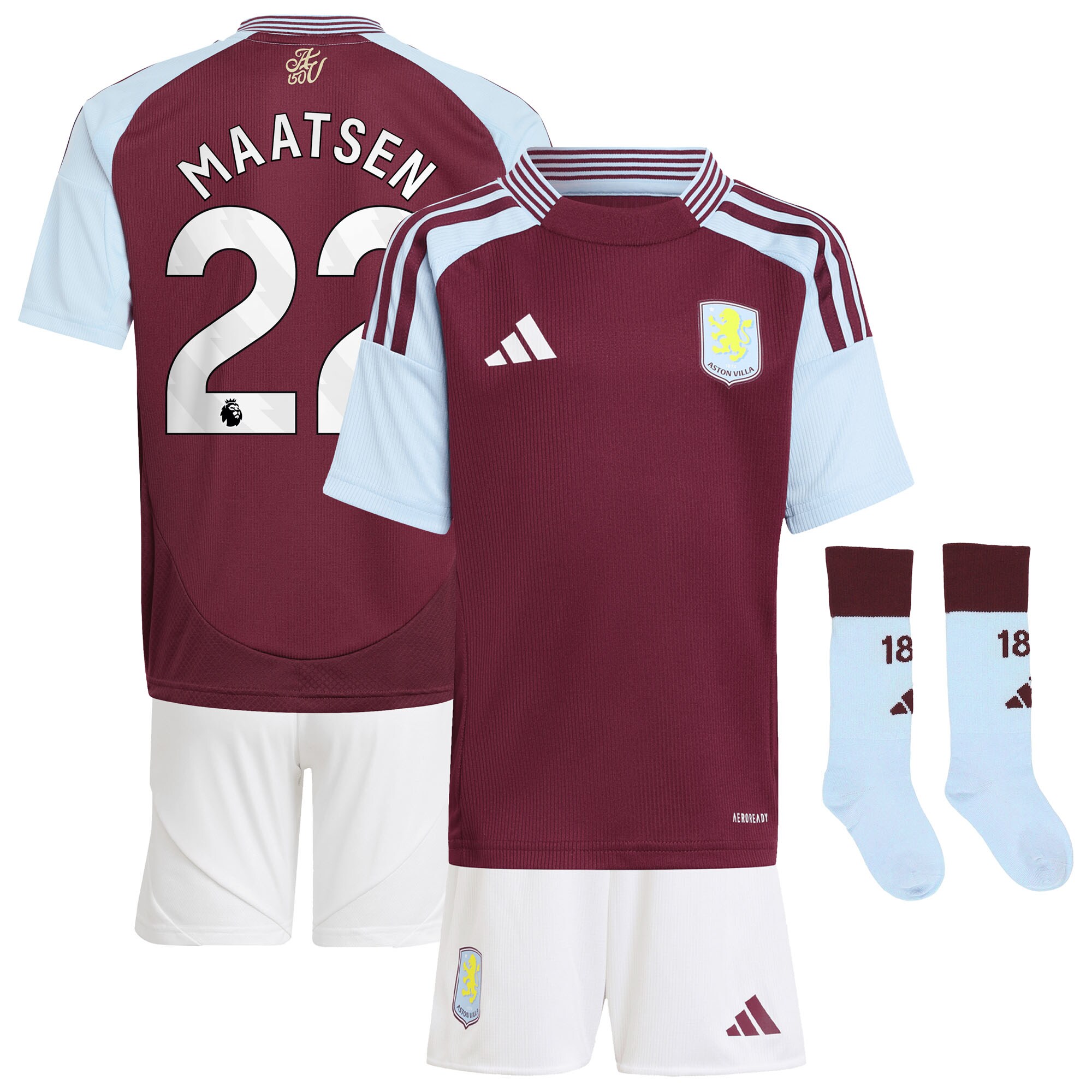 aston villa adidas home mini kit 2024-25 with maatsen 22 printing Collection - Official Aston Villa Kits
