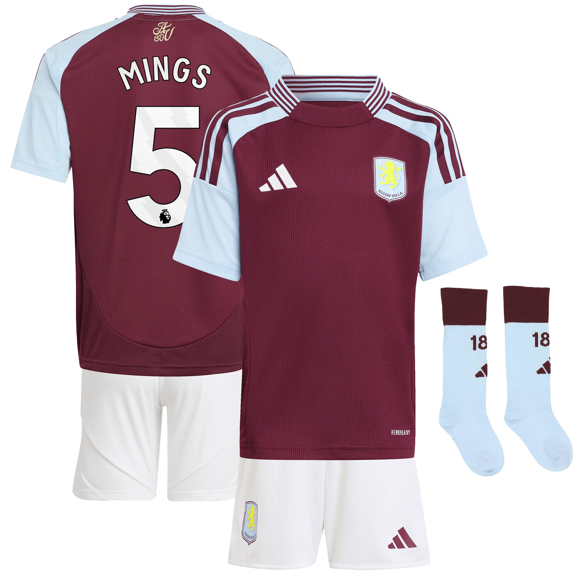 aston villa adidas home mini kit 2024-25 with mings 5 printing Collection - Official Aston Villa Kits