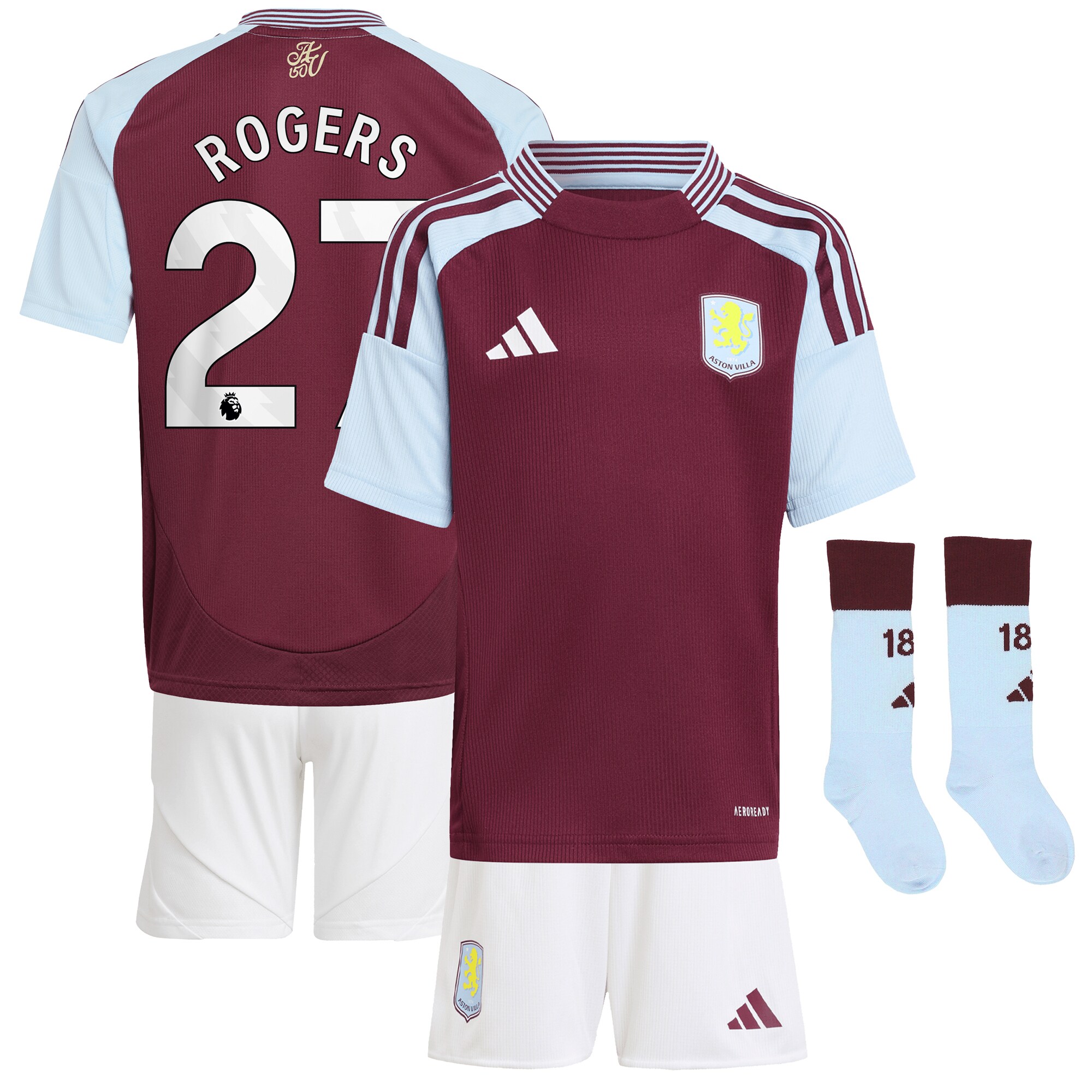 aston villa adidas home mini kit 2024-25 with rogers 27 printing Collection - Official Aston Villa Kits