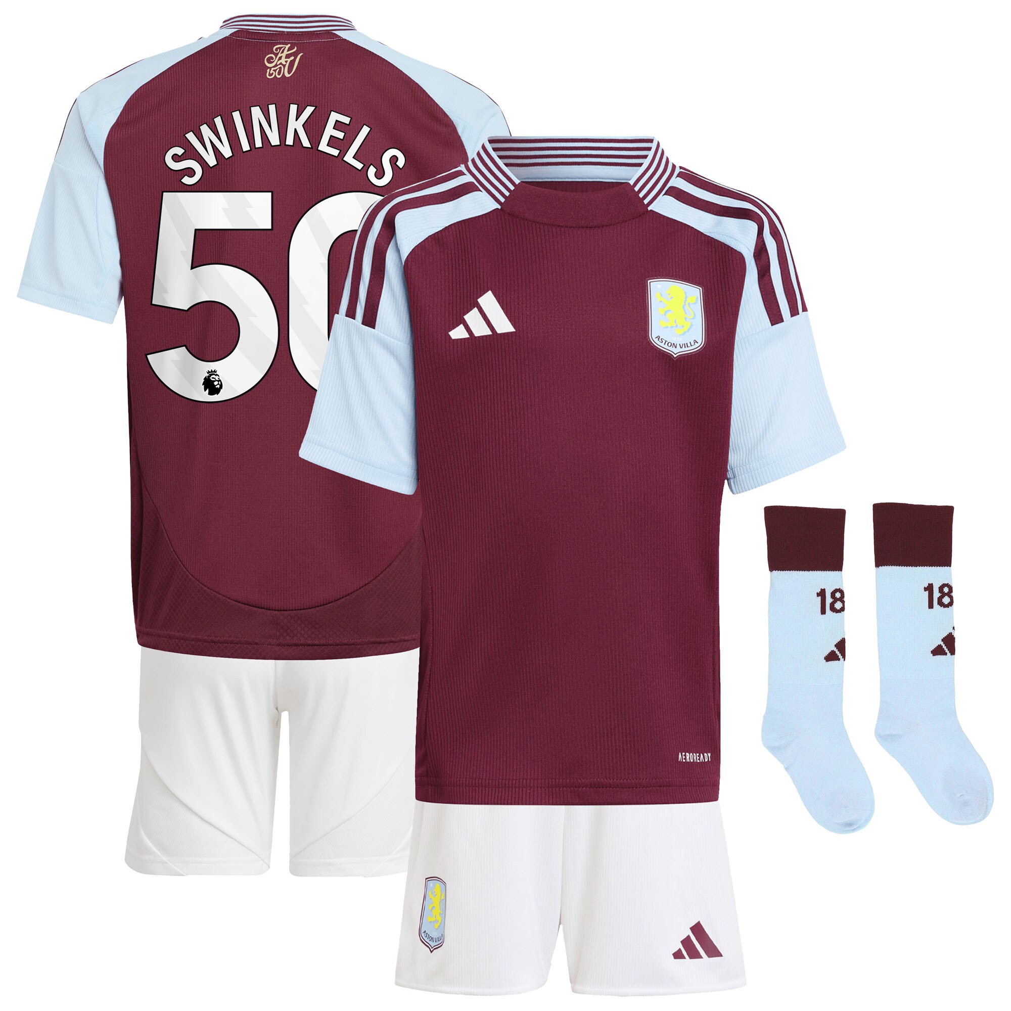 aston villa adidas home mini kit 2024-25 with swinkels 50 printing Collection - Official Aston Villa Kits