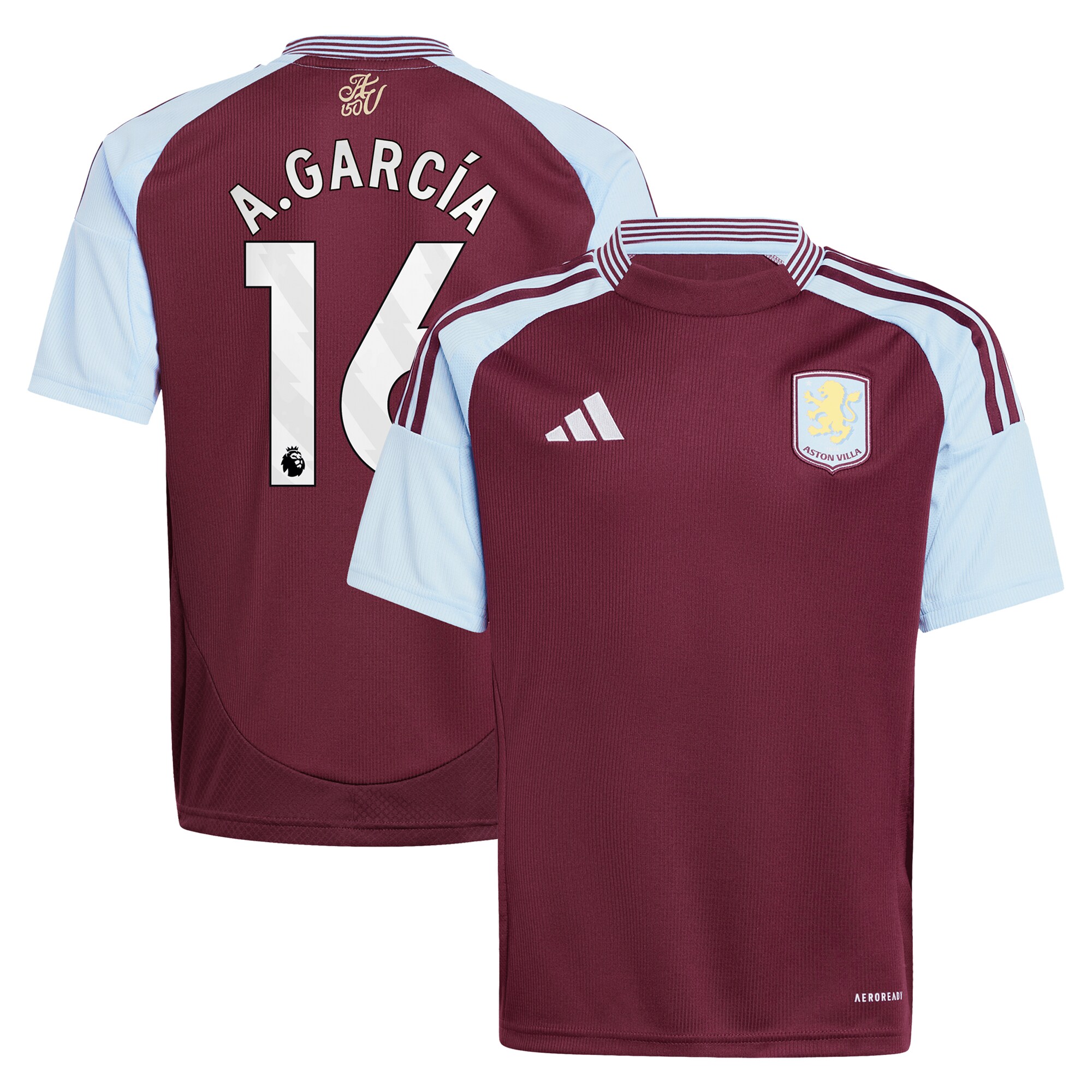 aston villa adidas home shirt 2024-25 – kids with a.garcía 16 printing Collection - Official Aston Villa Kits