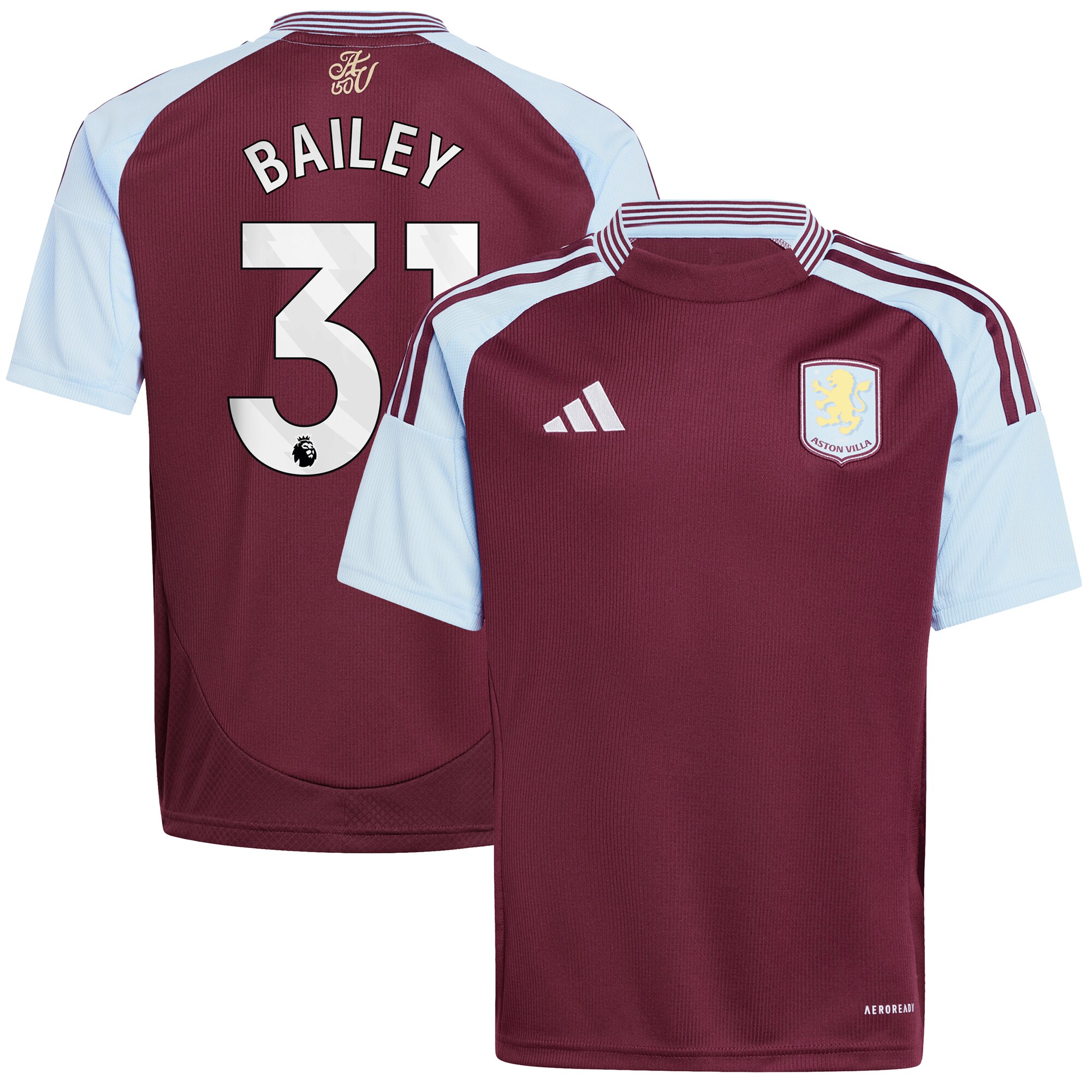 aston villa adidas home shirt 2024-25 – kids with bailey 31 printing Collection - Official Aston Villa Kits