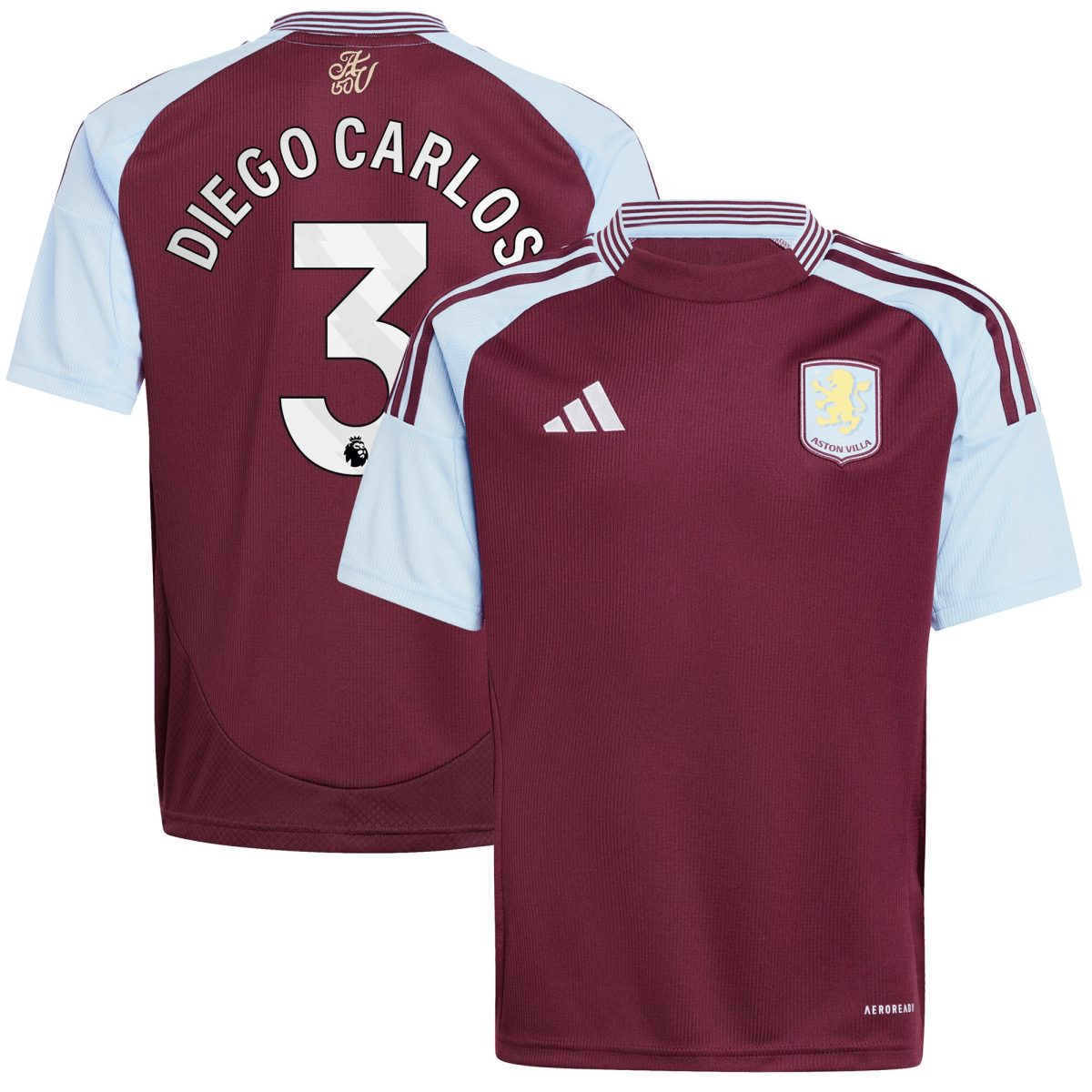 aston villa adidas home shirt 2024-25 – kids with diego carlos 3 printing Collection - Official Aston Villa Kits
