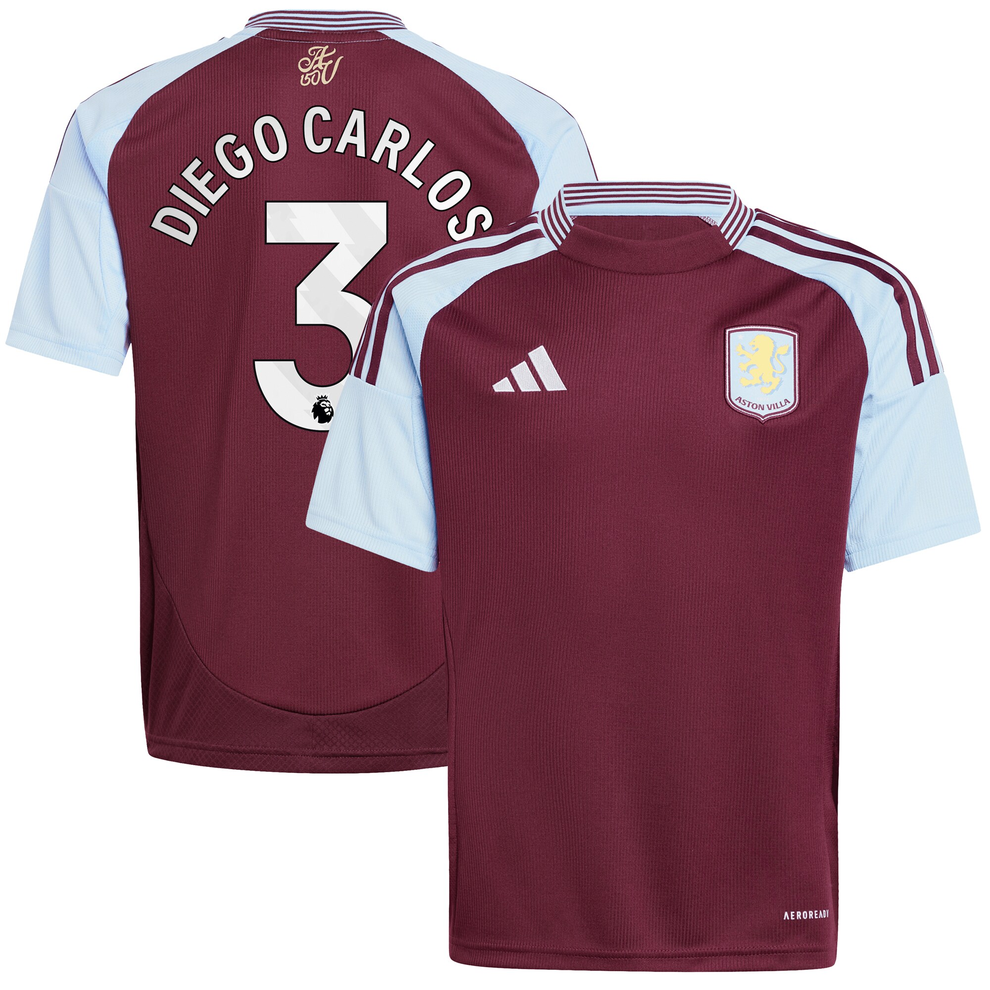 aston villa adidas home shirt 2024-25 – kids with diego carlos 3 printing Collection - Official Aston Villa Kits