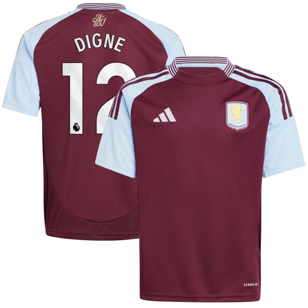 aston villa adidas home shirt 2024-25 – kids with digne 12 printing Collection - Official Aston Villa Kits