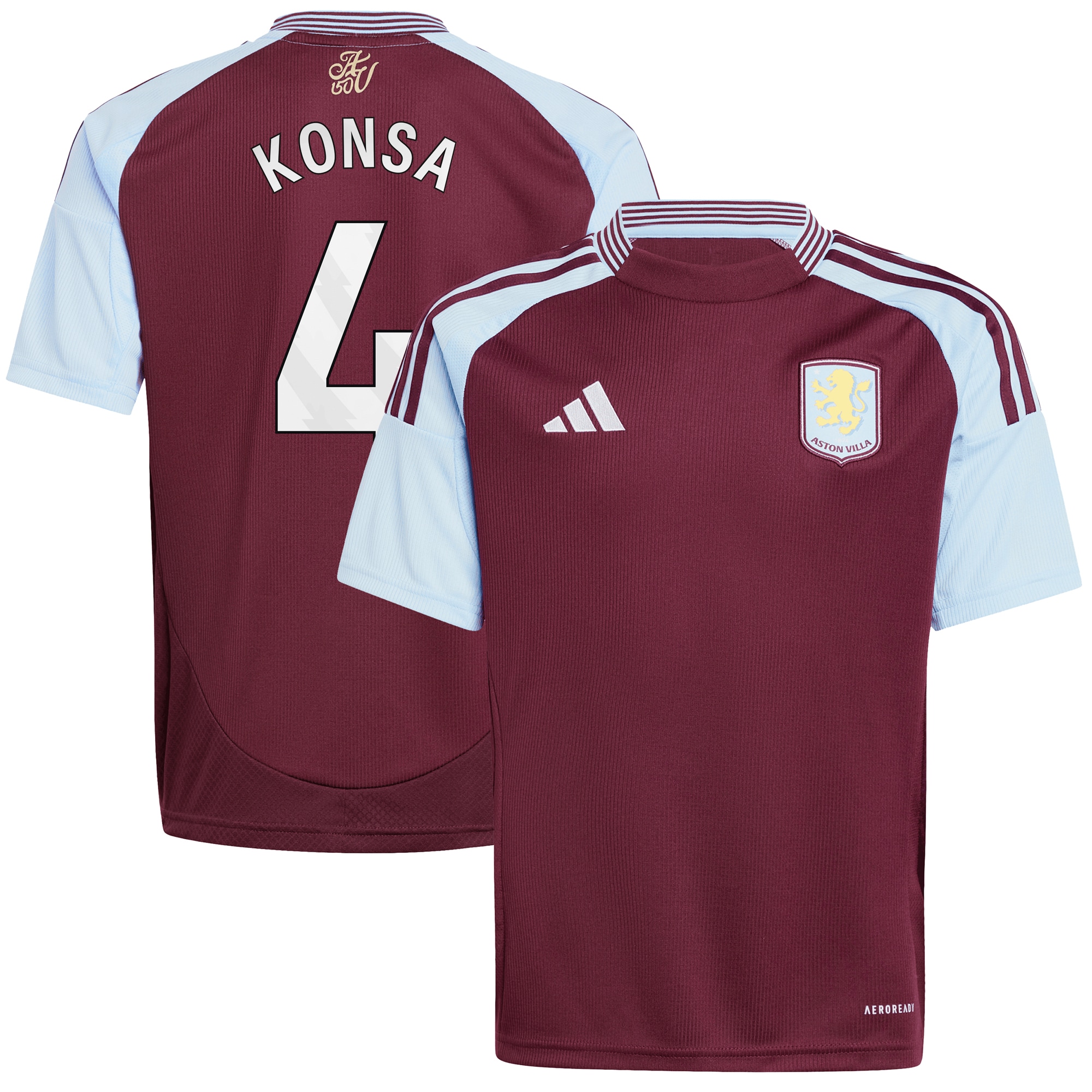 aston villa adidas home shirt 2024-25 – kids with konsa 4 printing Collection - Official Aston Villa Kits