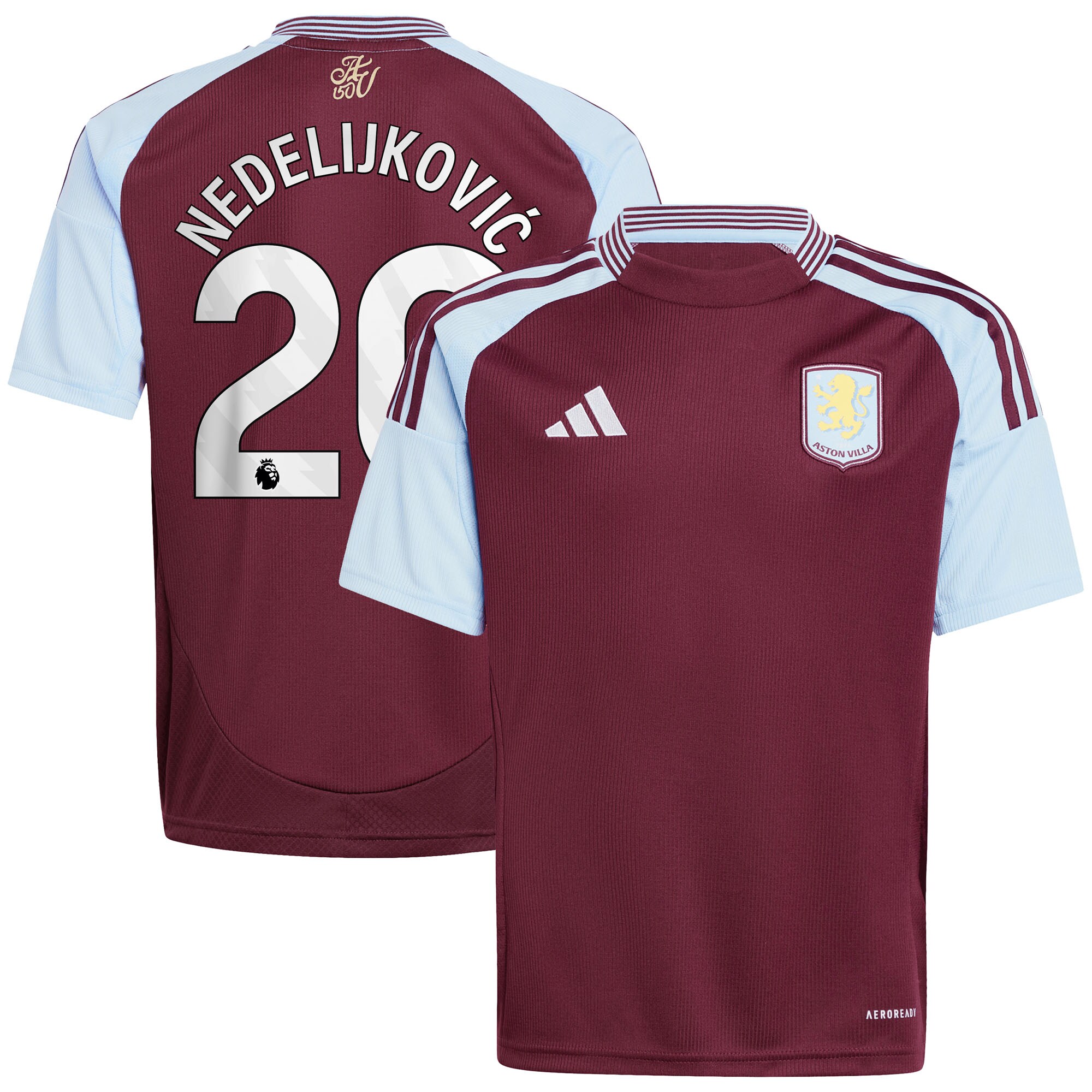 aston villa adidas home shirt 2024-25 – kids with nedeljković 20 printing Collection - Official Aston Villa Kits