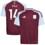 aston villa adidas home shirt 2024-25 – kids with pau 14 printing Collection - Official Aston Villa Kits