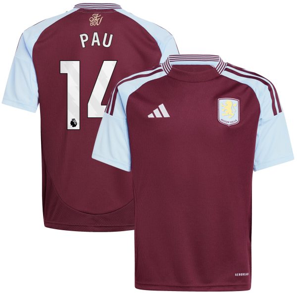 aston villa adidas home shirt 2024-25 – kids with pau 14 printing Collection - Official Aston Villa Kits