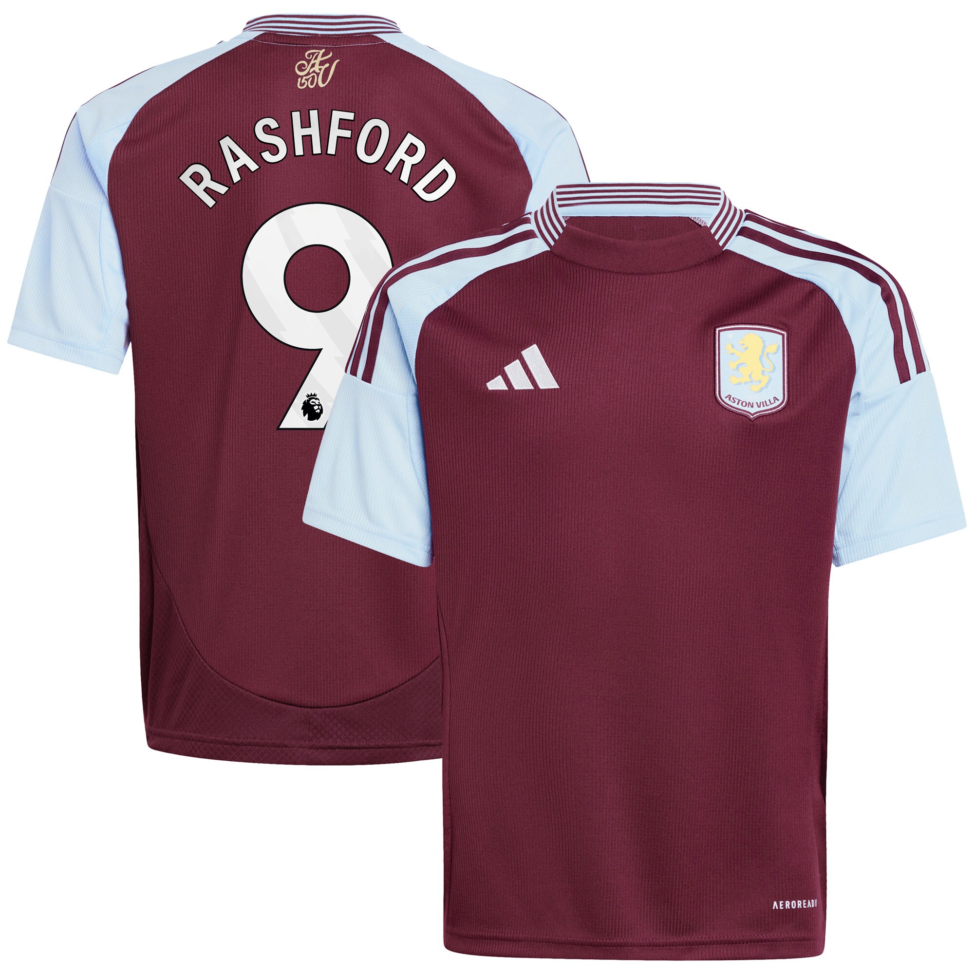 aston villa adidas home shirt 2024-25 – kids with rashford 9 printing Collection - Official Aston Villa Kits