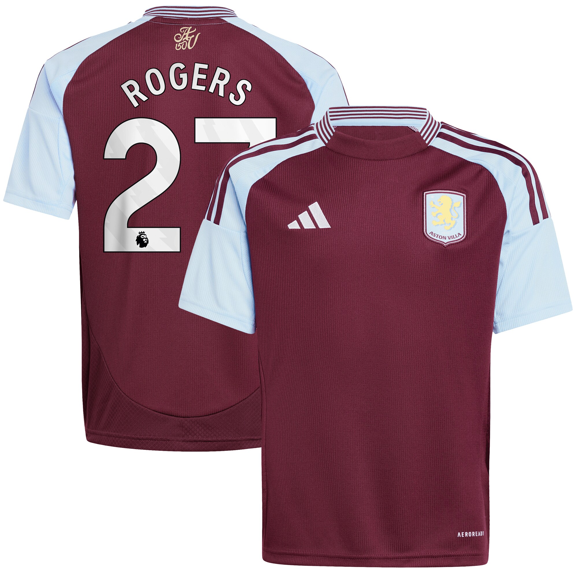 aston villa adidas home shirt 2024-25 – kids with rogers 27 printing Collection - Official Aston Villa Kits