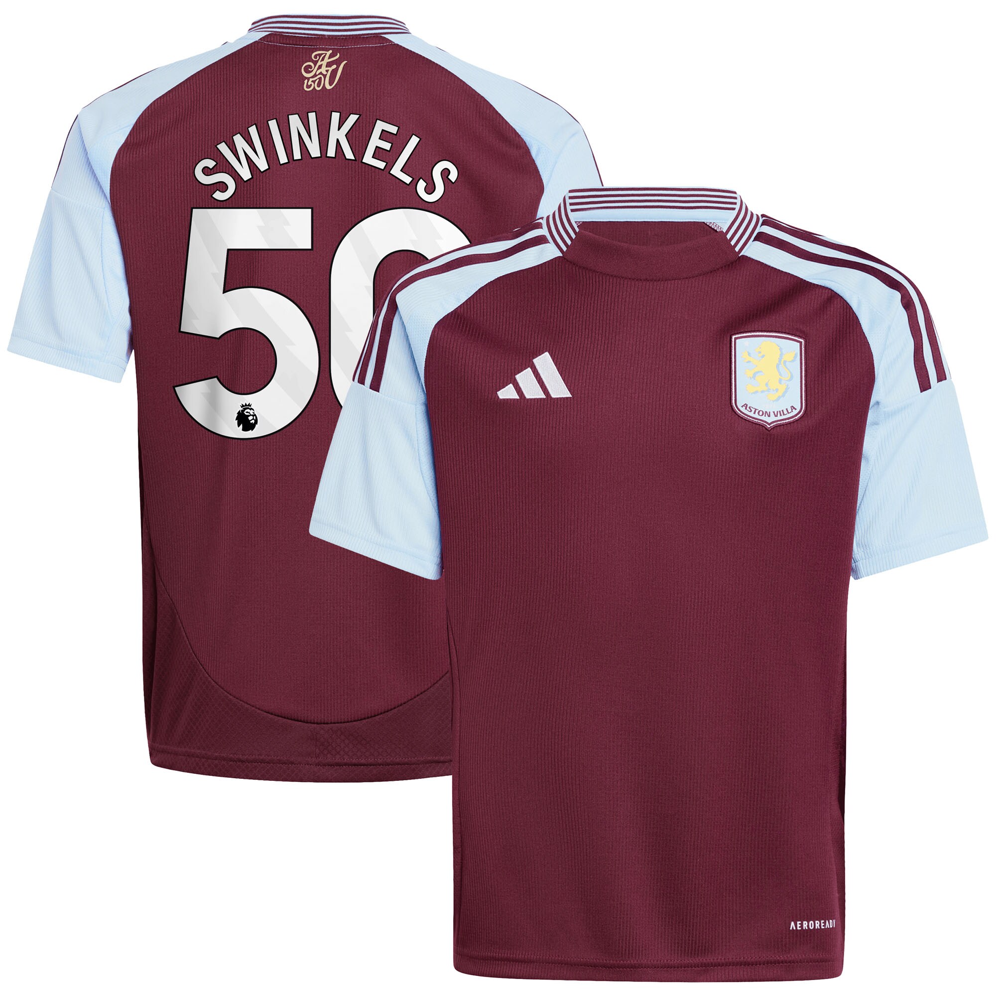 aston villa adidas home shirt 2024-25 – kids with swinkels 50 printing Collection - Official Aston Villa Kits