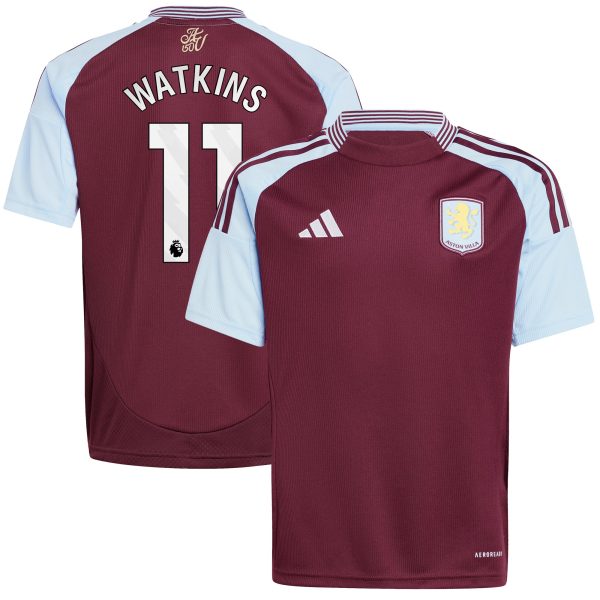 aston villa adidas home shirt 2024-25 – kids with watkins 11 printing Collection - Official Aston Villa Kits