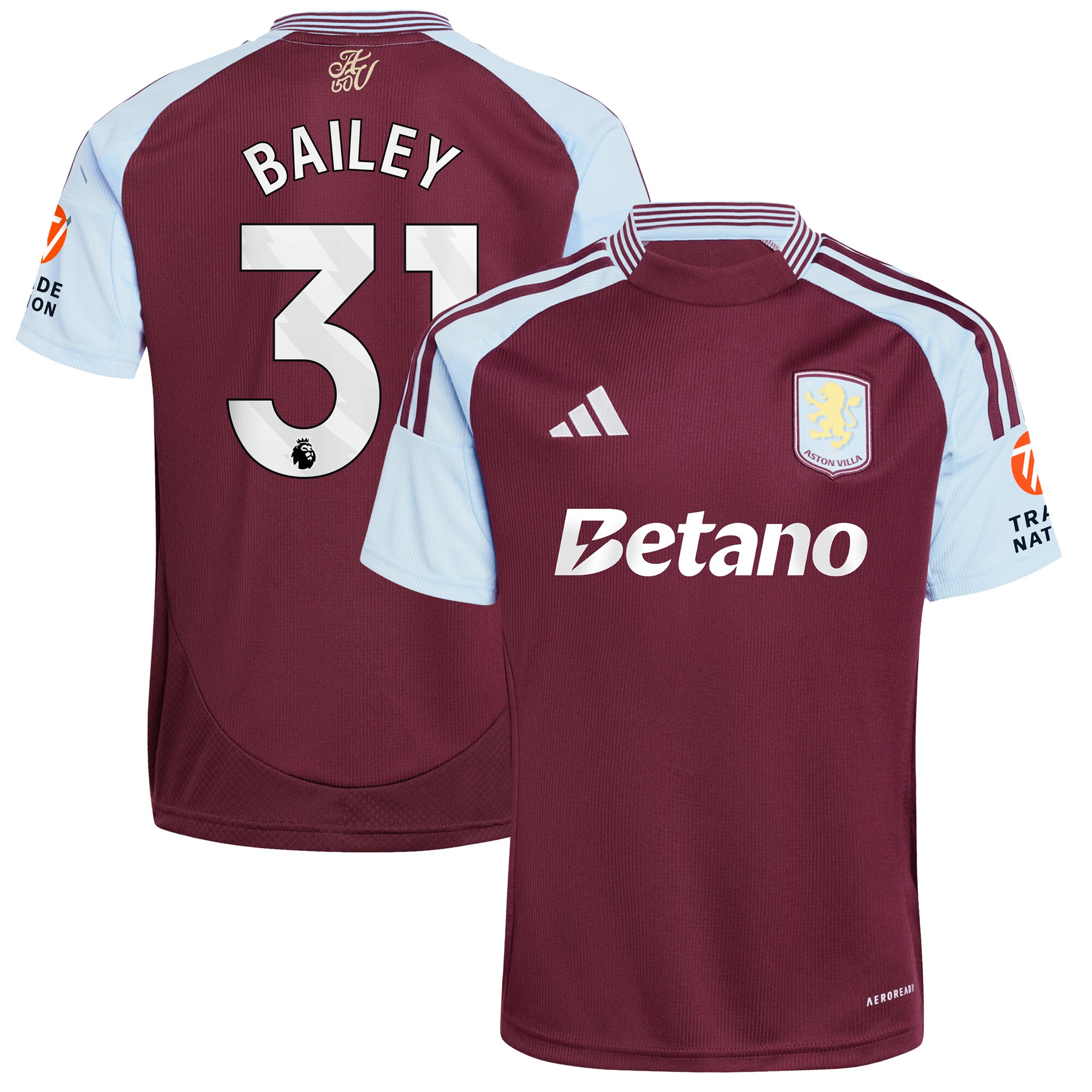 aston villa adidas home shirt 2024-25 with bailey 31 printing Collection - Official Aston Villa Kits