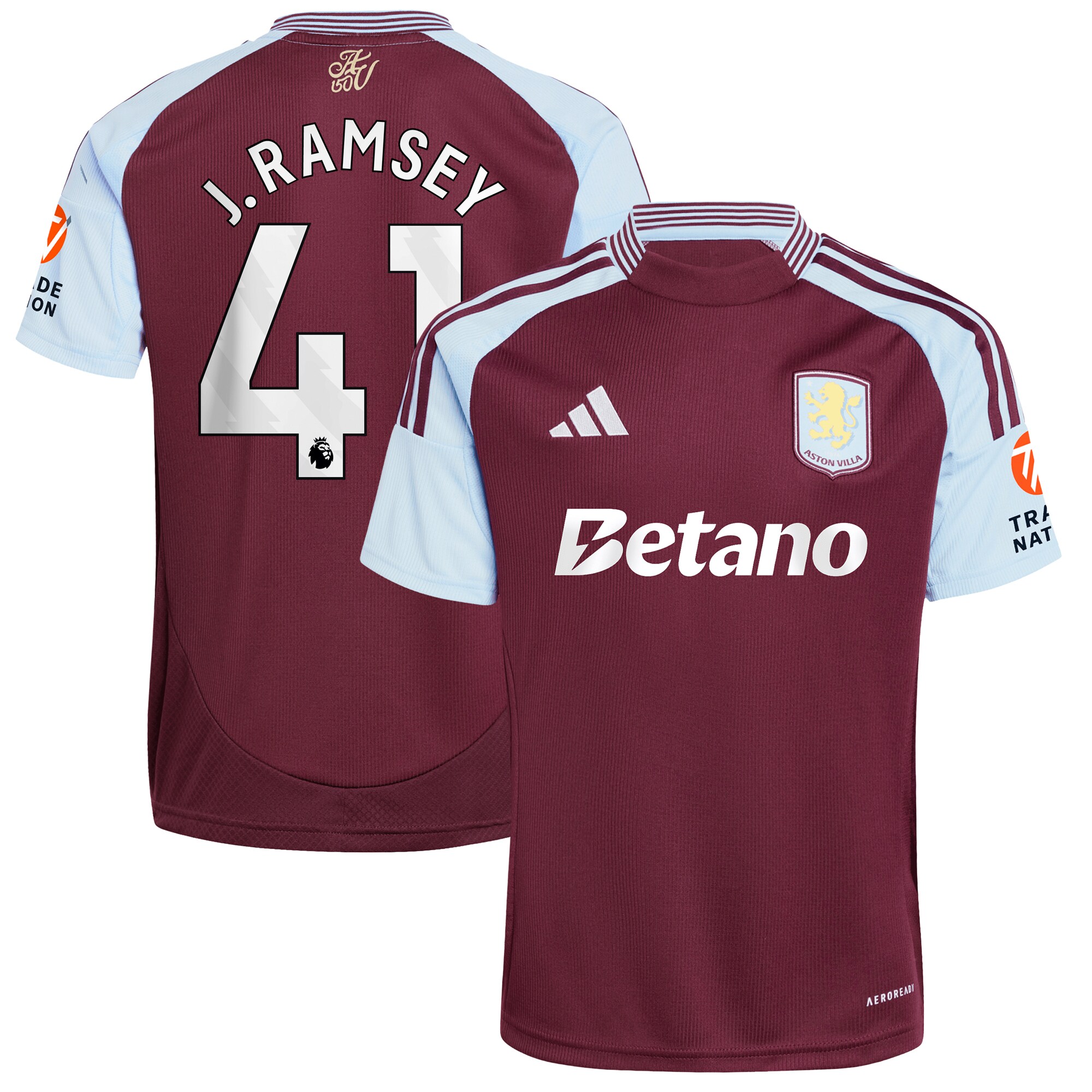 aston villa adidas home shirt 2024-25 with j. ramsey 41 printing Collection - Official Aston Villa Kits