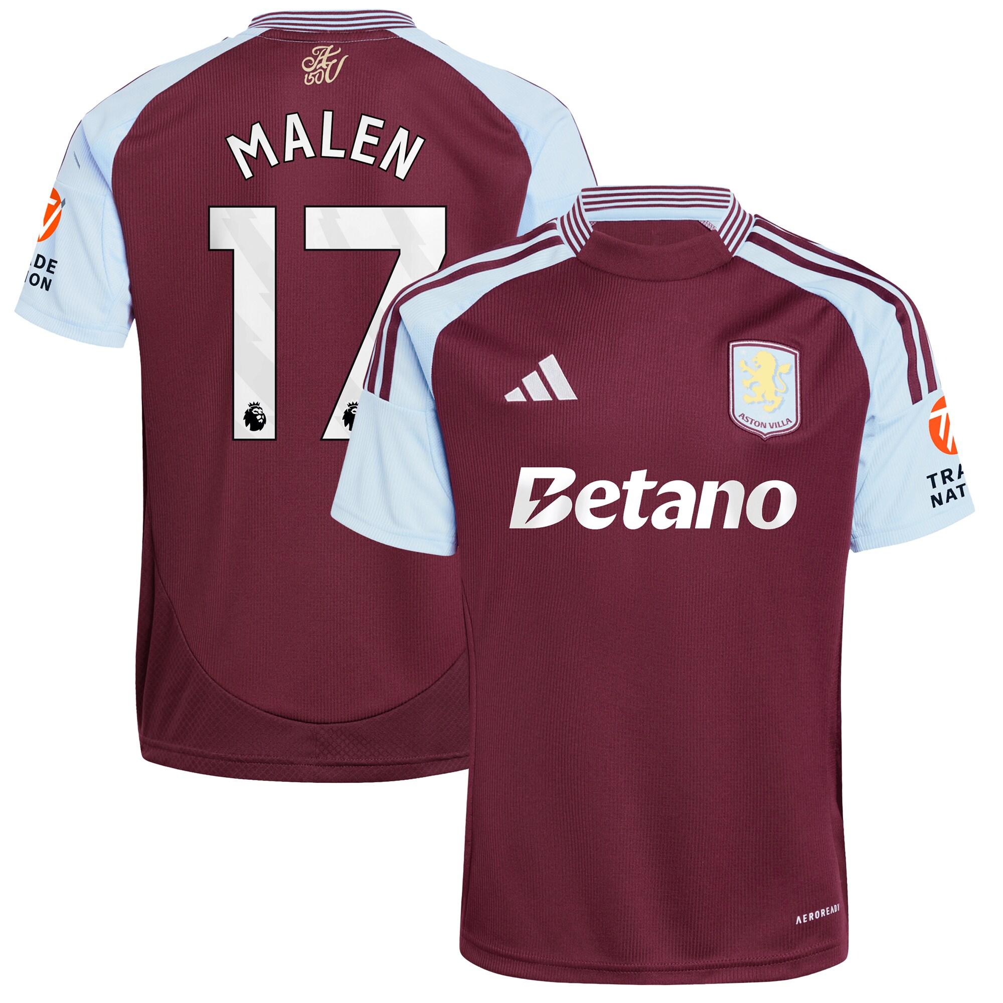 aston villa adidas home shirt 2024-25 with malen 17 printing Collection - Official Aston Villa Kits