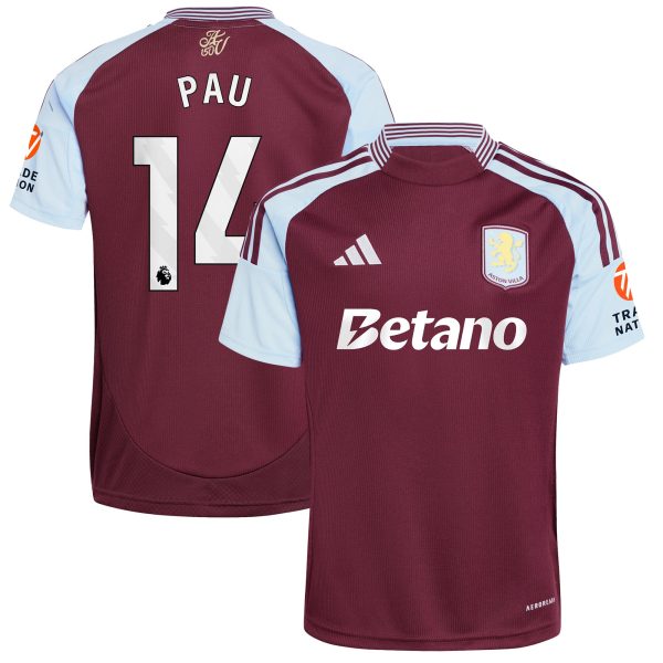 aston villa adidas home shirt 2024-25 with pau 14 printing Collection - Official Aston Villa Kits