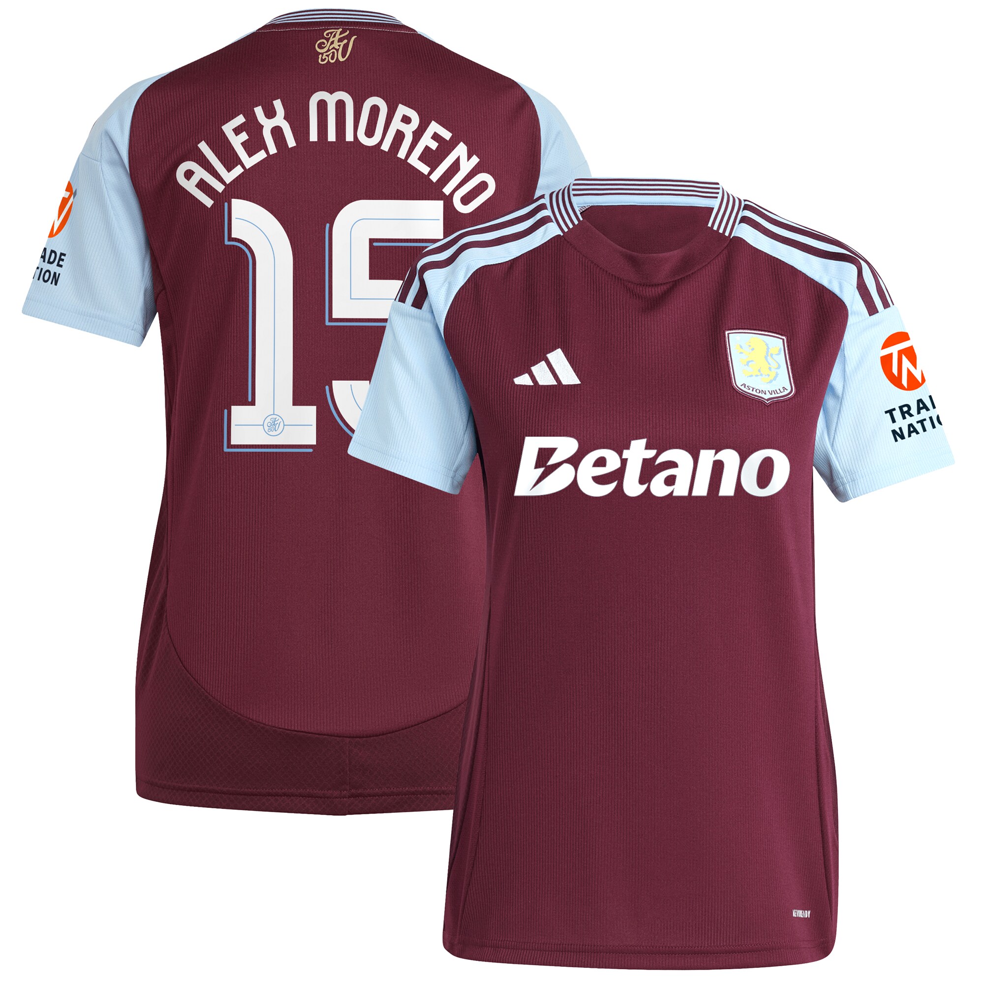 aston villa adidas home shirt 2024-25 – womens with alex moreno 15 cup printing Collection - Official Aston Villa Kits