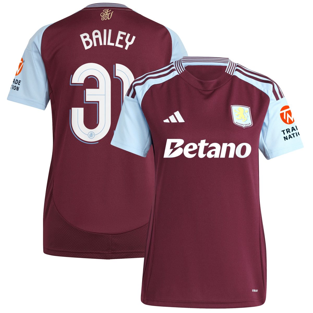 aston villa adidas home shirt 2024-25 – womens with bailey 31 cup printing Collection - Official Aston Villa Kits