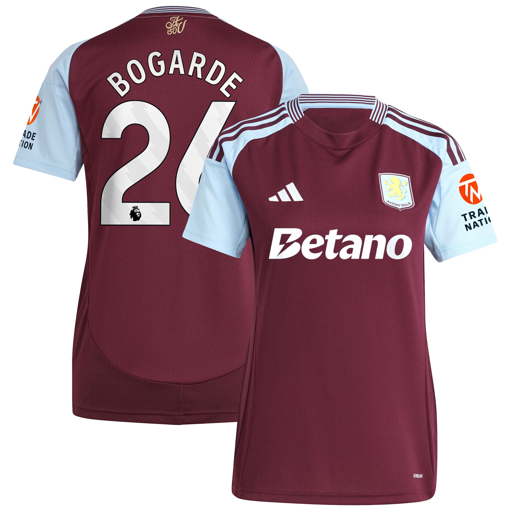 aston villa adidas home shirt 2024-25 – womens with bogarde 26 printing Collection - Official Aston Villa Kits