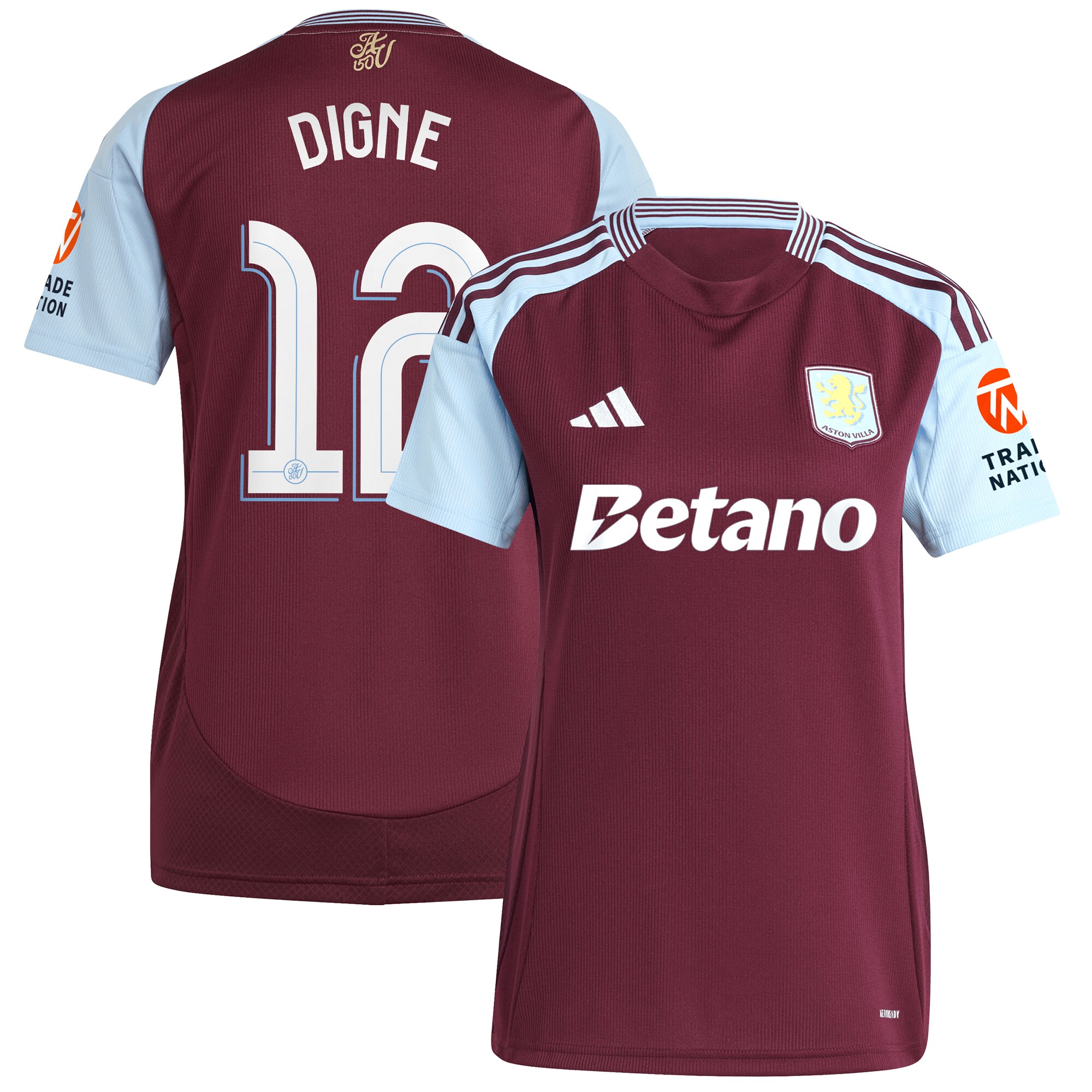 aston villa adidas home shirt 2024-25 – womens with digne 12 cup printing Collection - Official Aston Villa Kits