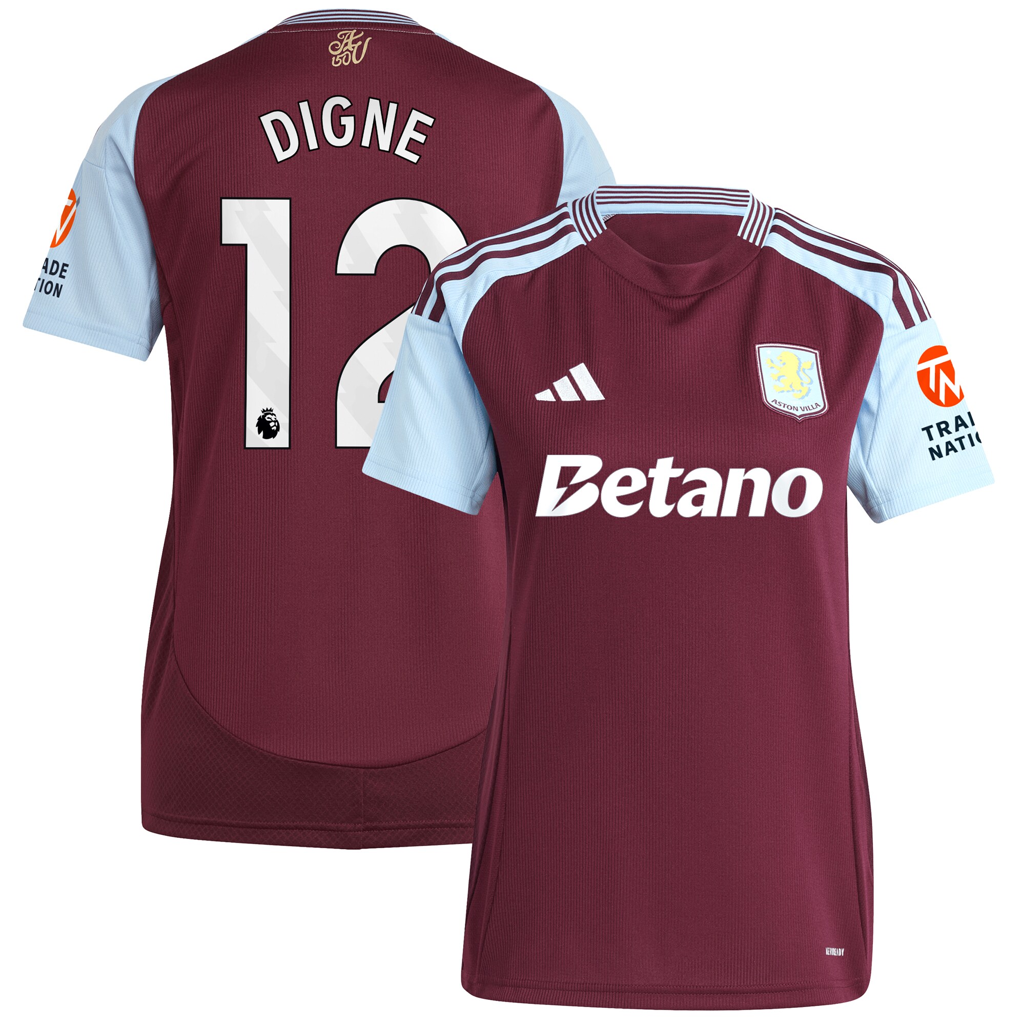 aston villa adidas home shirt 2024-25 – womens with digne 12 printing Collection - Official Aston Villa Kits