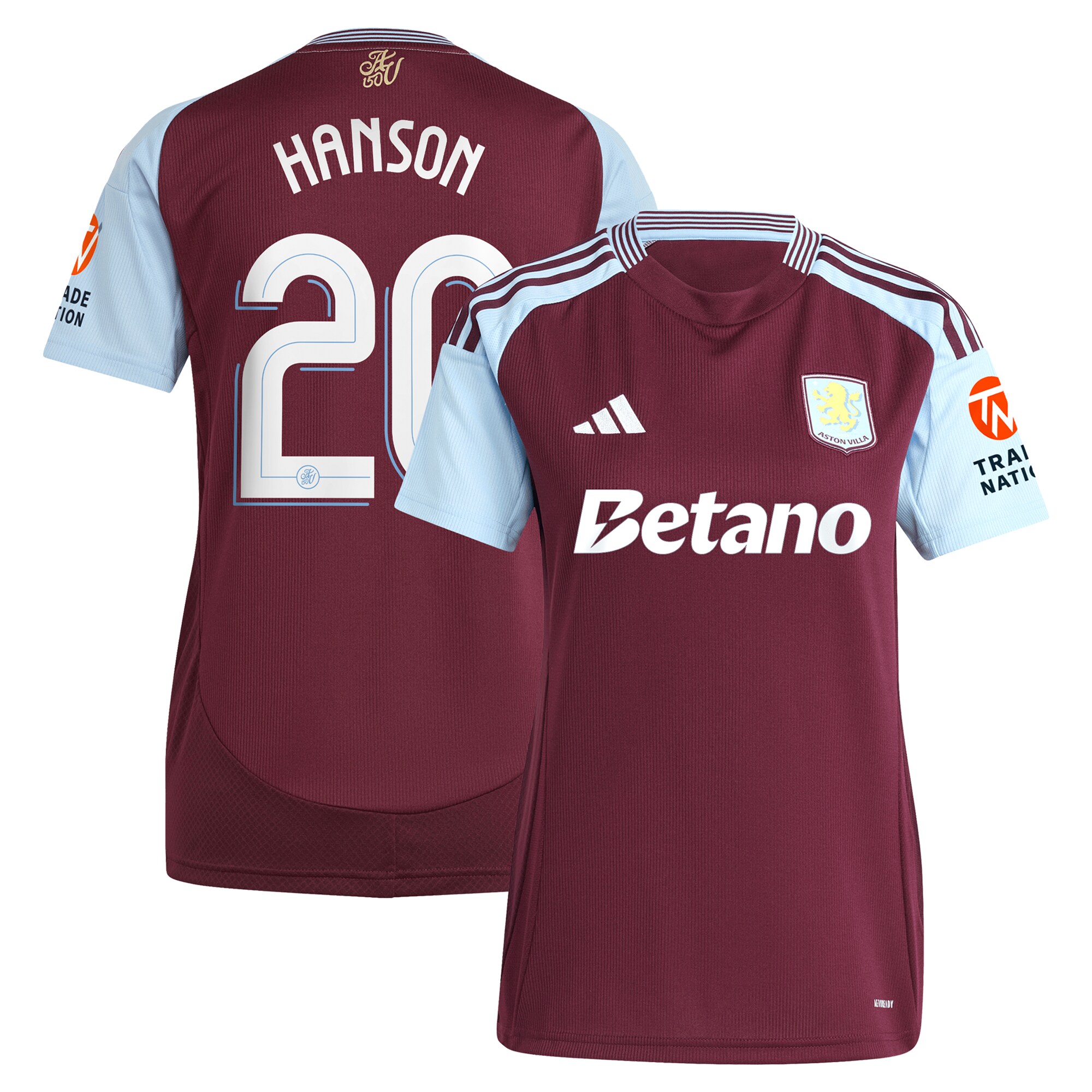 aston villa adidas home shirt 2024-25 – womens with hanson 20 cup printing Collection - Official Aston Villa Kits