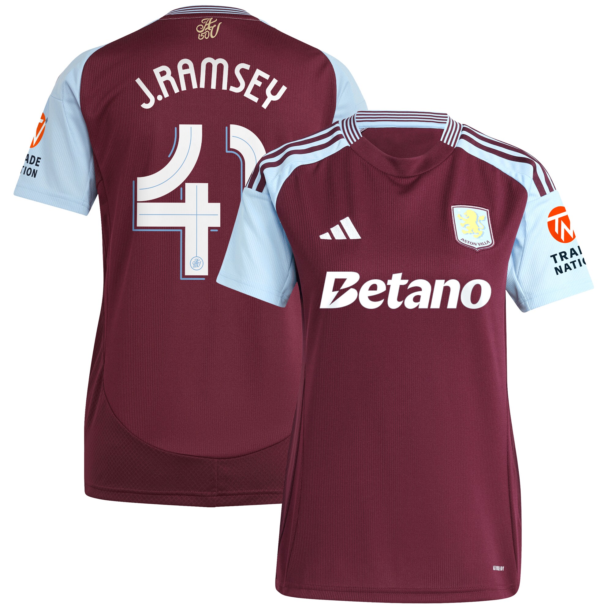 aston villa adidas home shirt 2024-25 – womens with j. ramsey 41 cup printing Collection - Official Aston Villa Kits