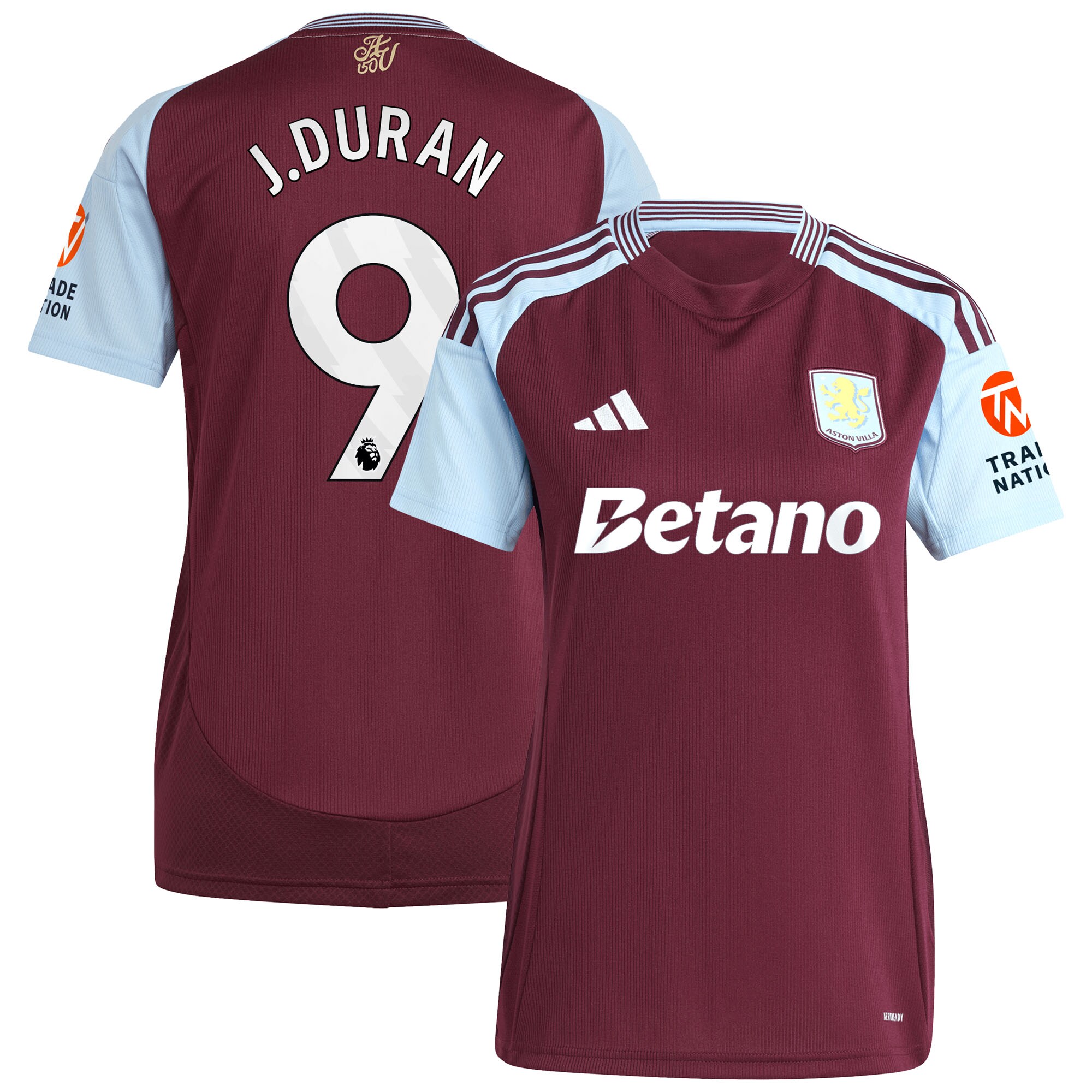 aston villa adidas home shirt 2024-25 – womens with j.duran 9 printing Collection - Official Aston Villa Kits