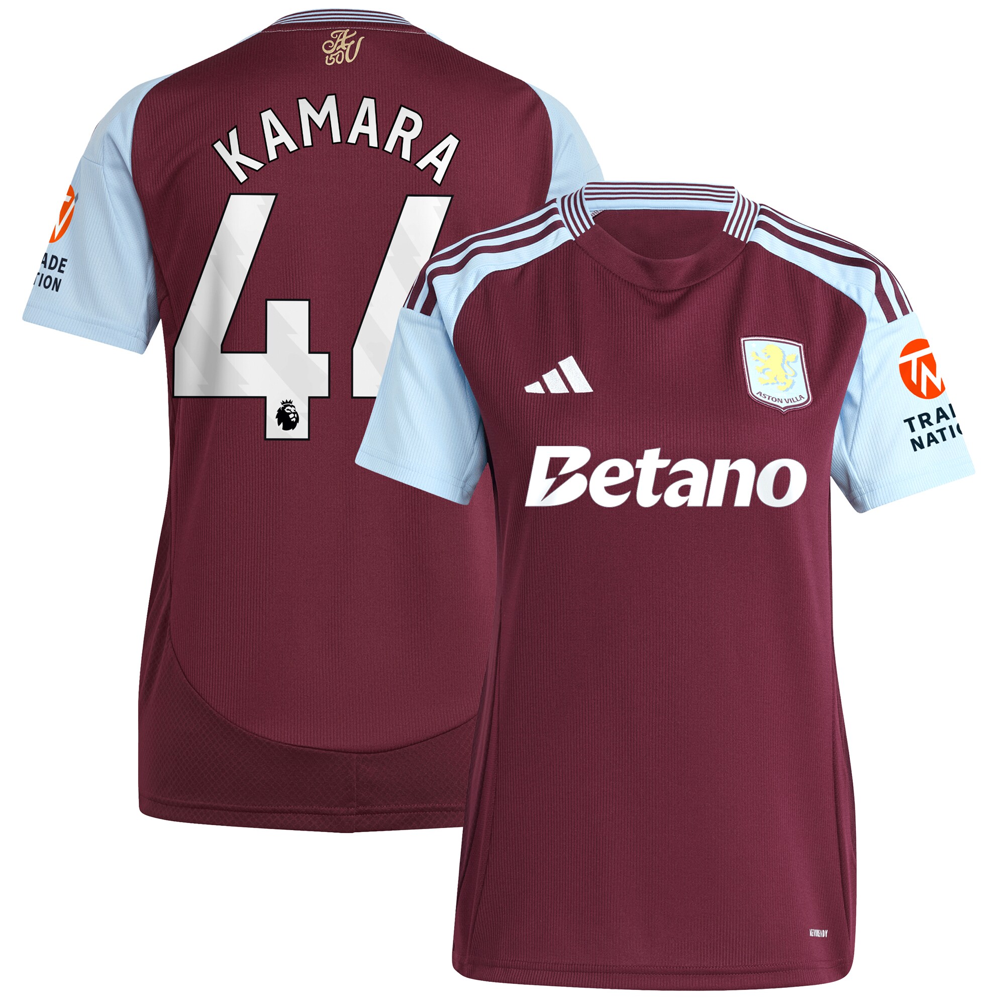 aston villa adidas home shirt 2024-25 – womens with kamara 44 printing Collection - Official Aston Villa Kits