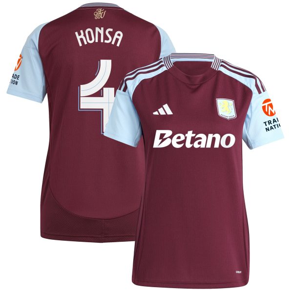 aston villa adidas home shirt 2024-25 – womens with konsa 4 cup printing Collection - Official Aston Villa Kits