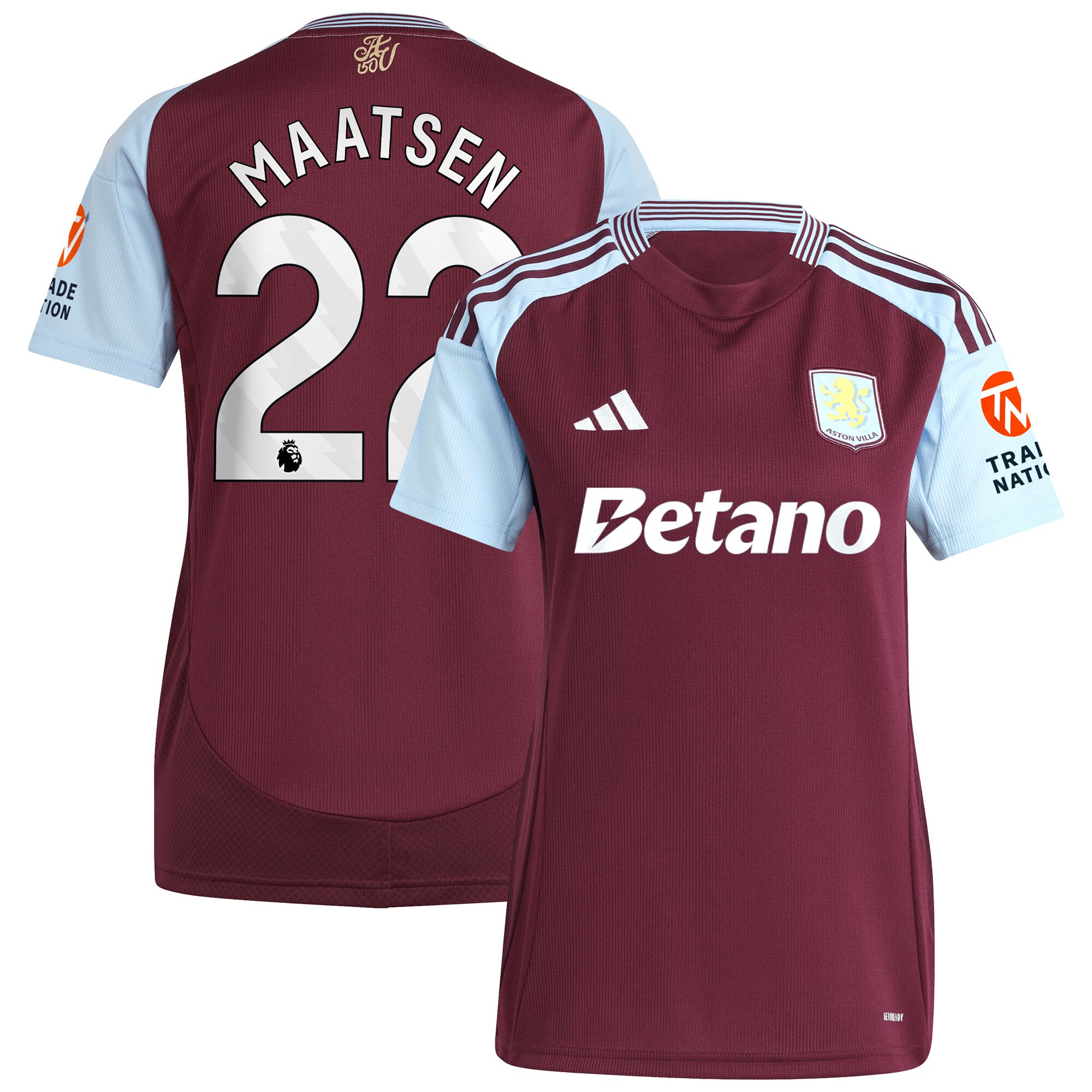 aston villa adidas home shirt 2024-25 – womens with maatsen 22 printing Collection - Official Aston Villa Kits