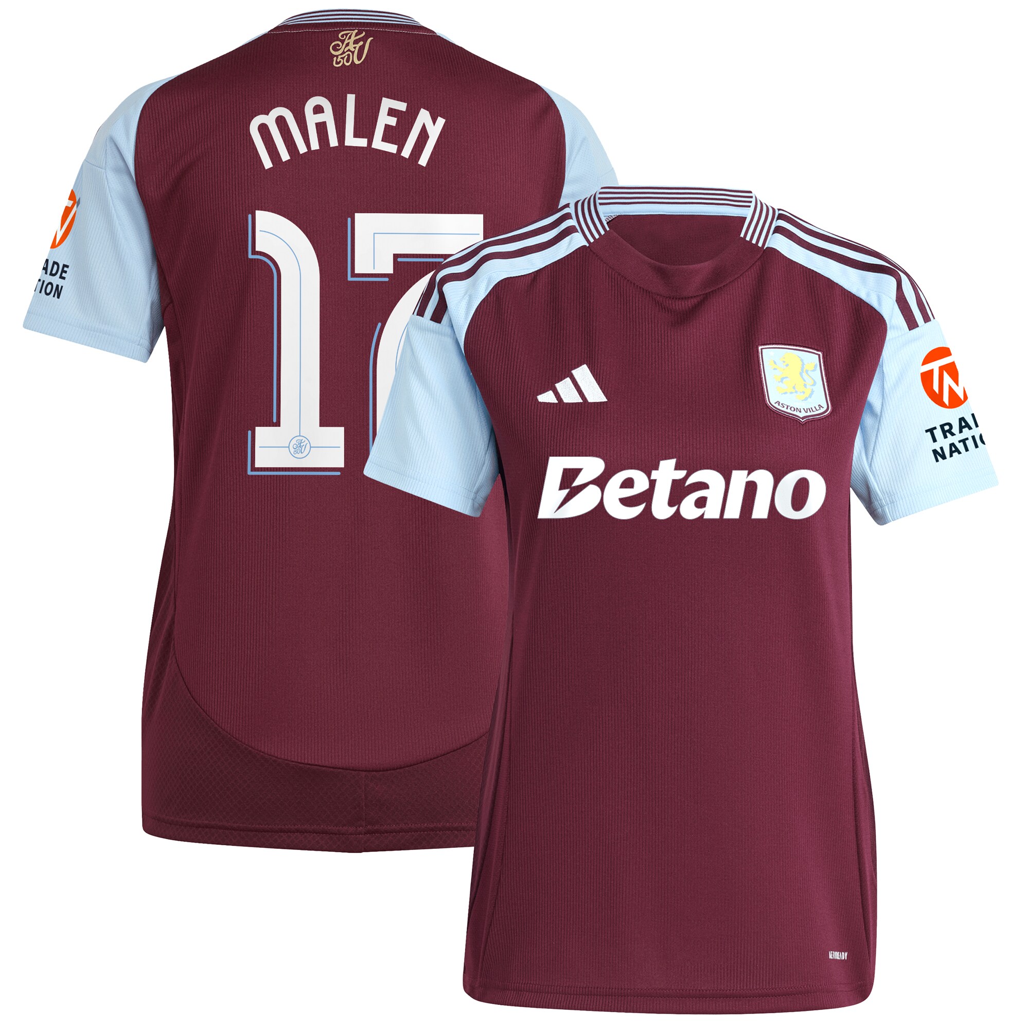 aston villa adidas home shirt 2024-25 – womens with malen 17 cup printing Collection - Official Aston Villa Kits