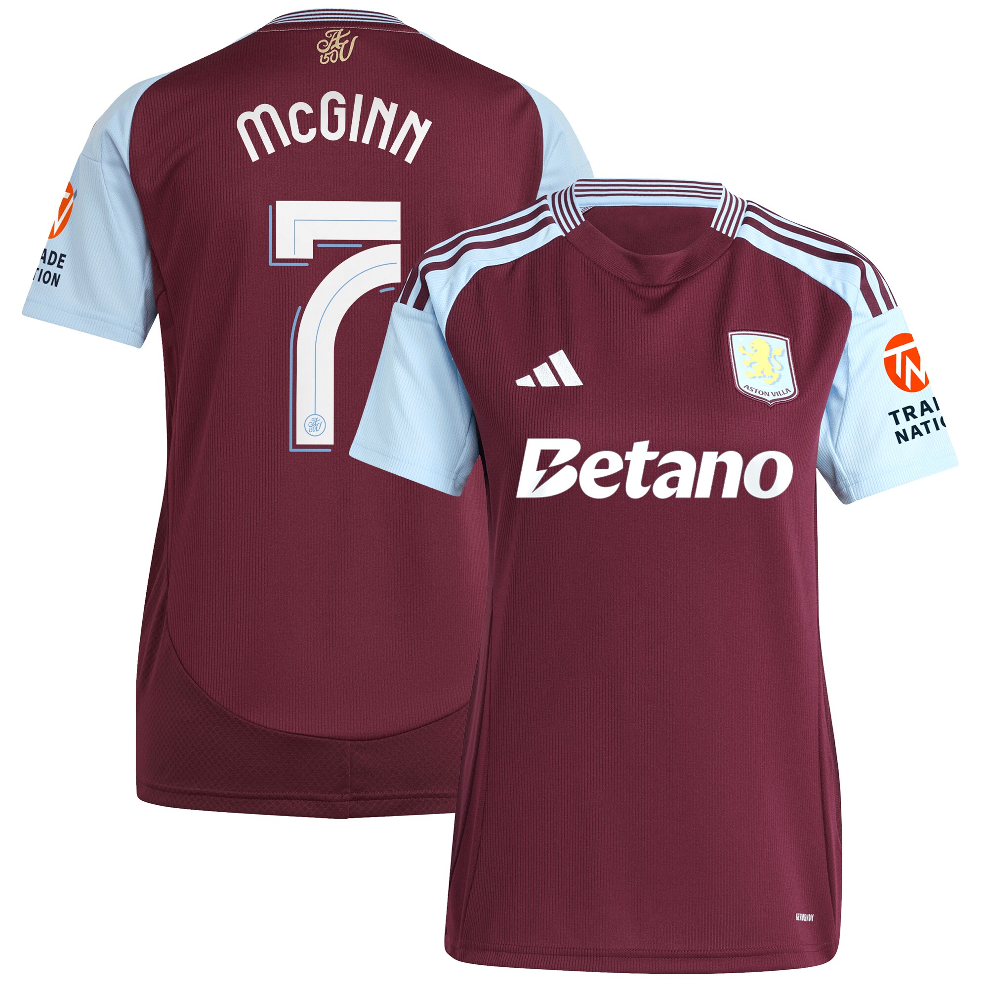aston villa adidas home shirt 2024-25 – womens with mcginn 7 cup printing Collection - Official Aston Villa Kits